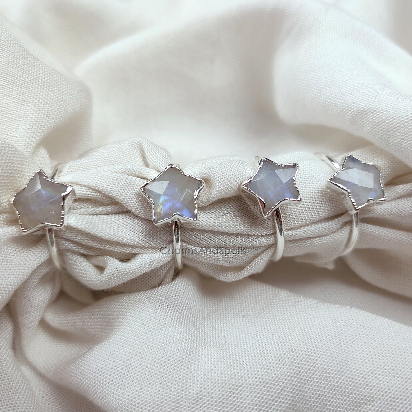 Natural Moonstone Electroplated Ring, Handmade Gemstone Ring, Statement Star Stone Ring, Hippie Bohemian Ring, June Birthstone, Gift For MOM