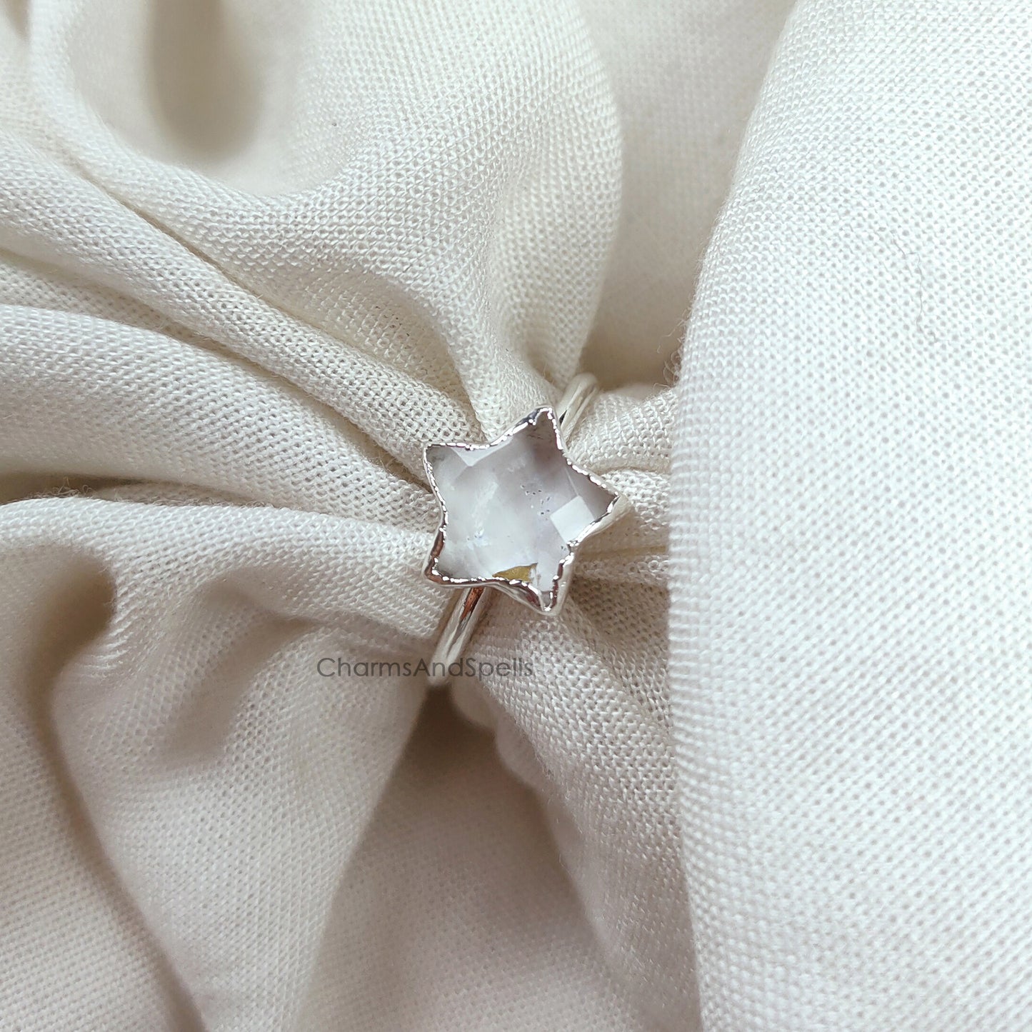 Clear Crystal Quartz Ring, Electroplated Ring, Crystal Quartz Ring, Handmade Ring, Healing Gemstone Ring, Natural Gemstone Ring,Gift For Her