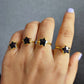 Natural Red Garnet Ring | Electroplated Star Design | January Birthstone