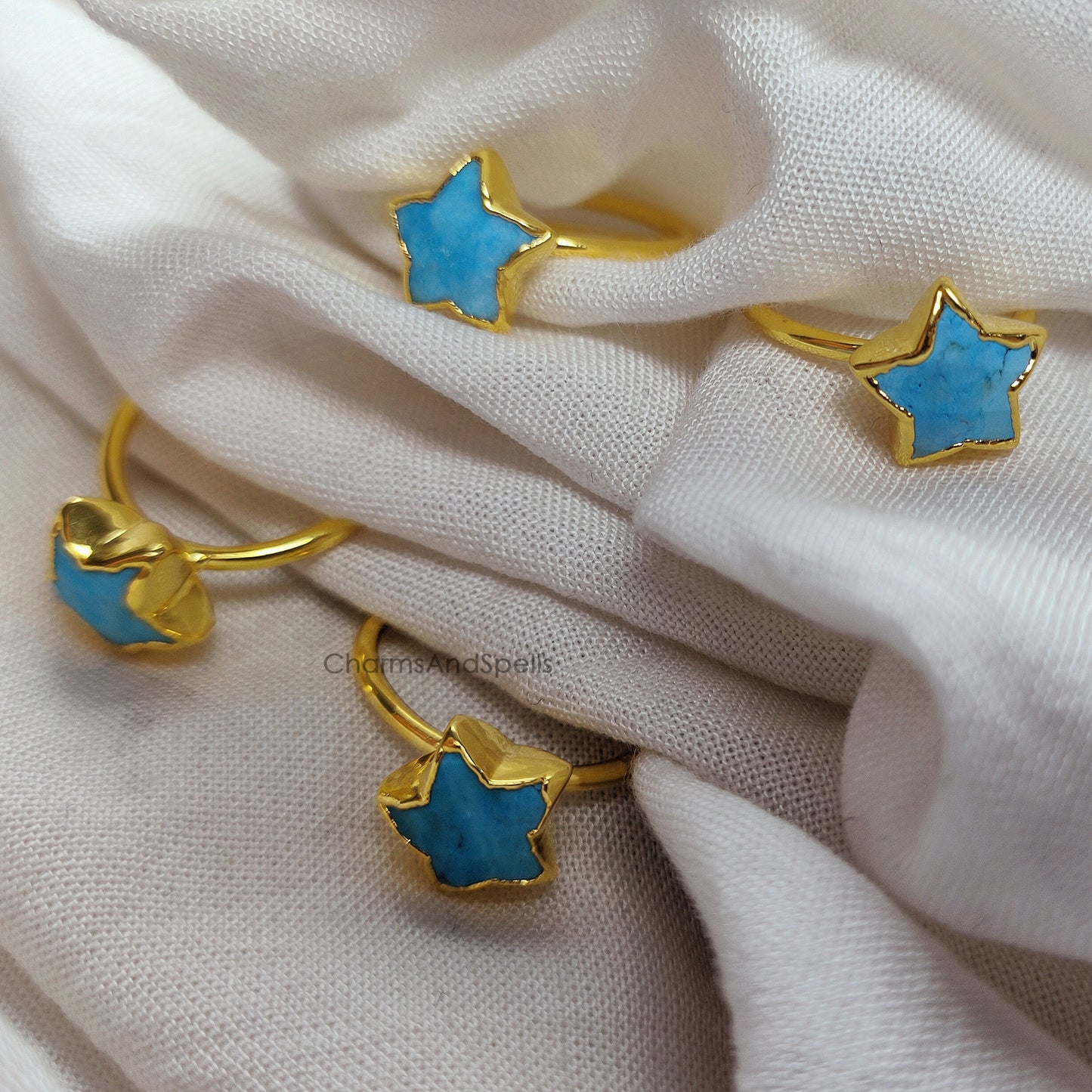 Turquoise Ring, Birthstone Jewelry, Blue Stone Ring, Electroplated Ring, Woman Jewelry, Star Shape Ring, Bridesmaid Gift, Mother Day Gift