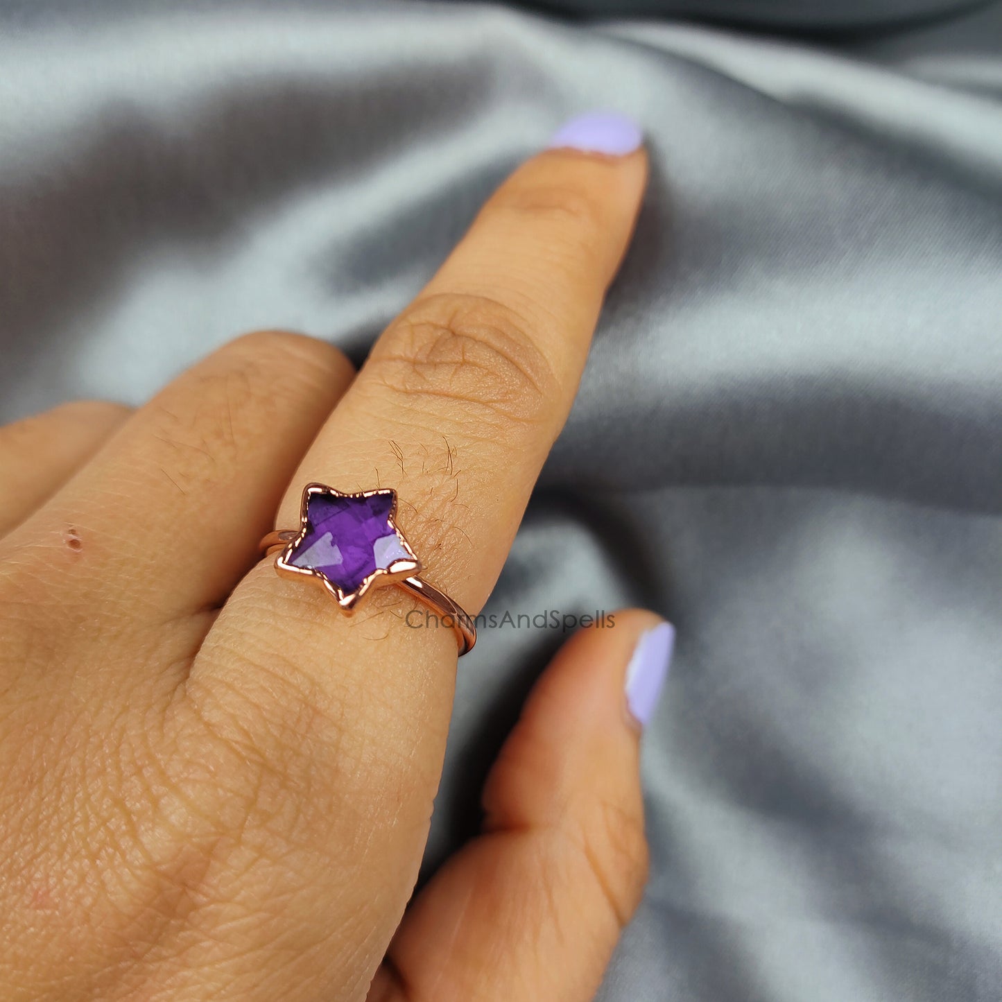 Amazing Amethyst Ring, Handmade Jewelry, Electroplated Ring, February Birthstone Jewelry, Natural Gemstone Ring, Gift for Girlfriend, Gift