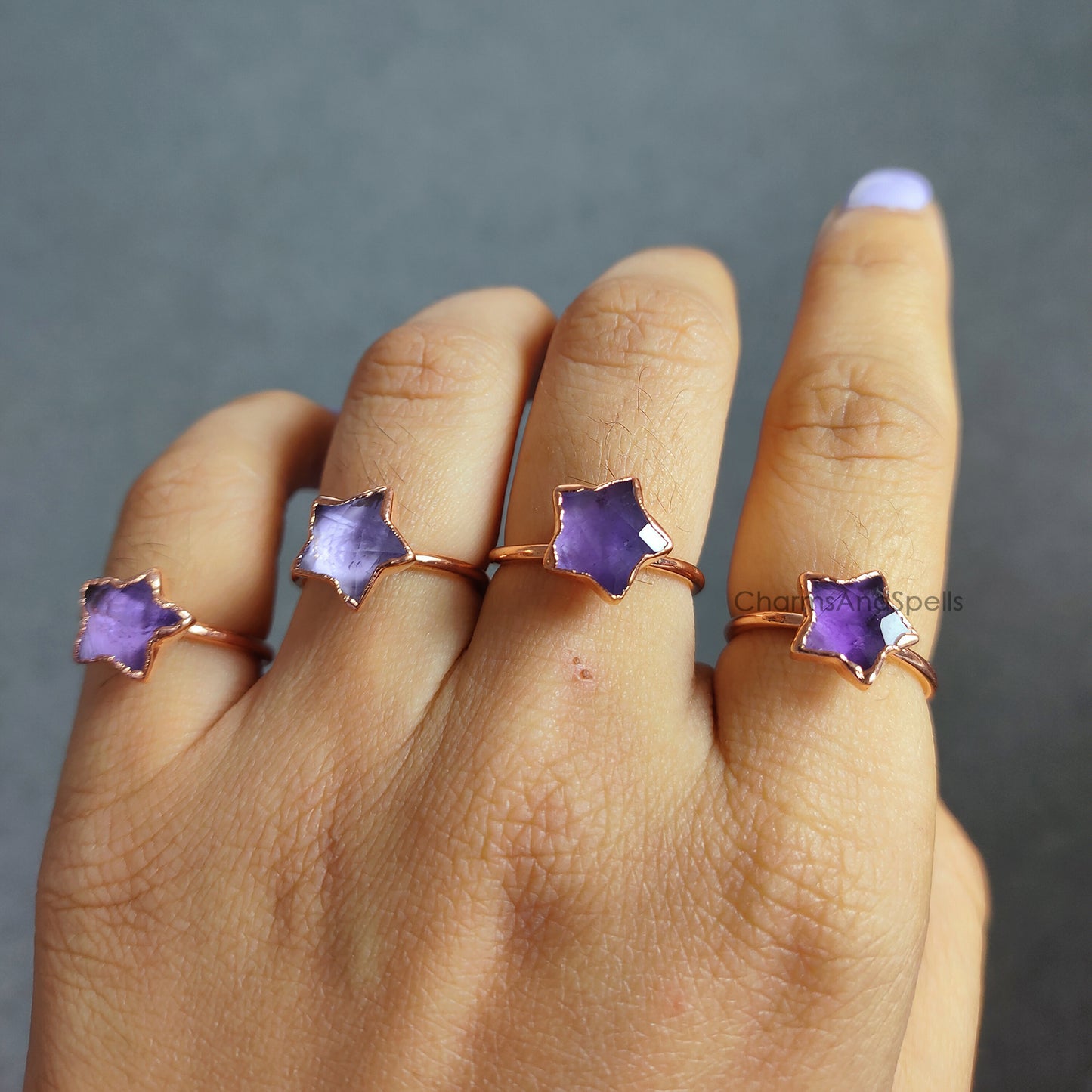 Amazing Amethyst Ring, Handmade Jewelry, Electroplated Ring, February Birthstone Jewelry, Natural Gemstone Ring, Gift for Girlfriend, Gift