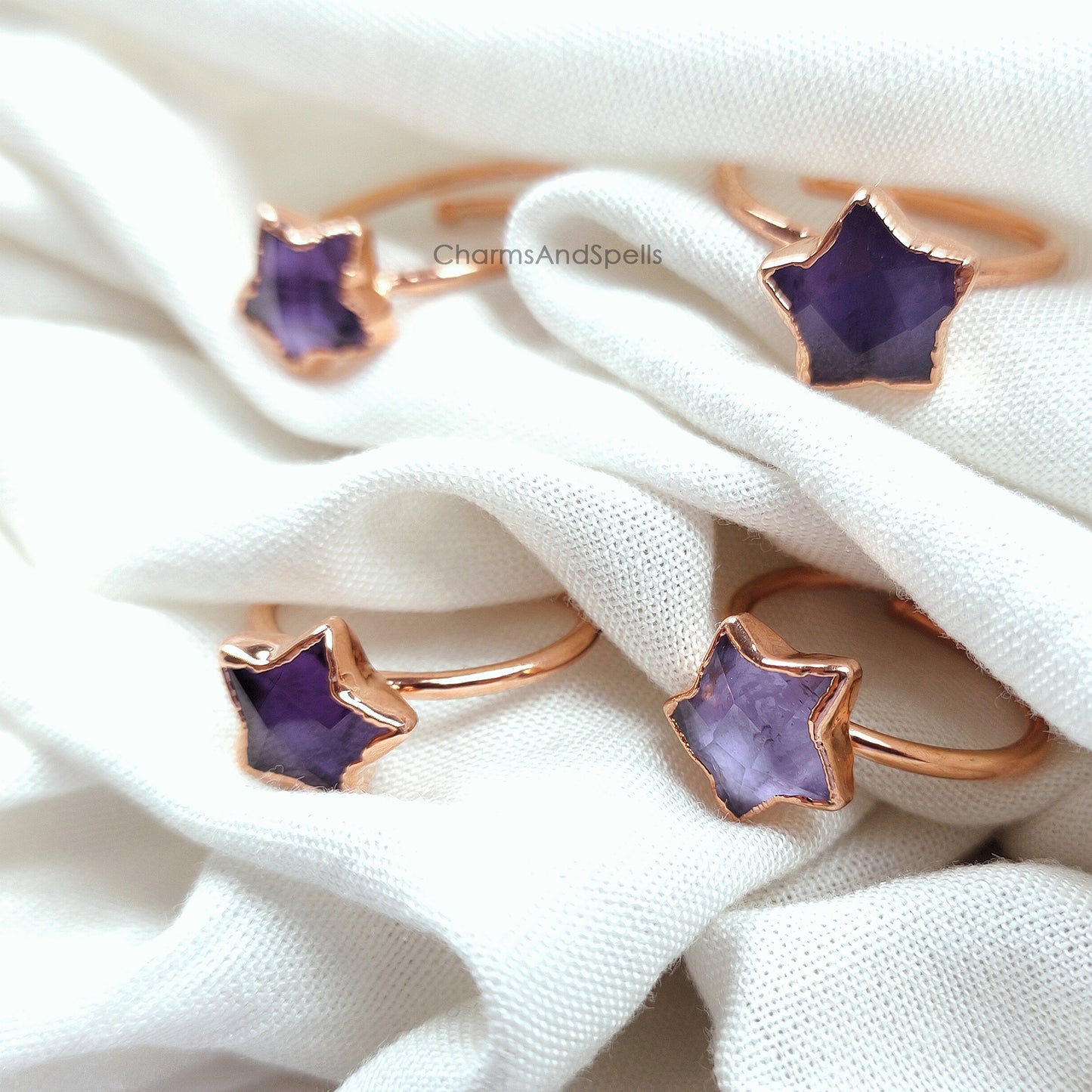 Amazing Amethyst Ring, Handmade Jewelry, Electroplated Ring, February Birthstone Jewelry, Natural Gemstone Ring, Gift for Girlfriend, Gift