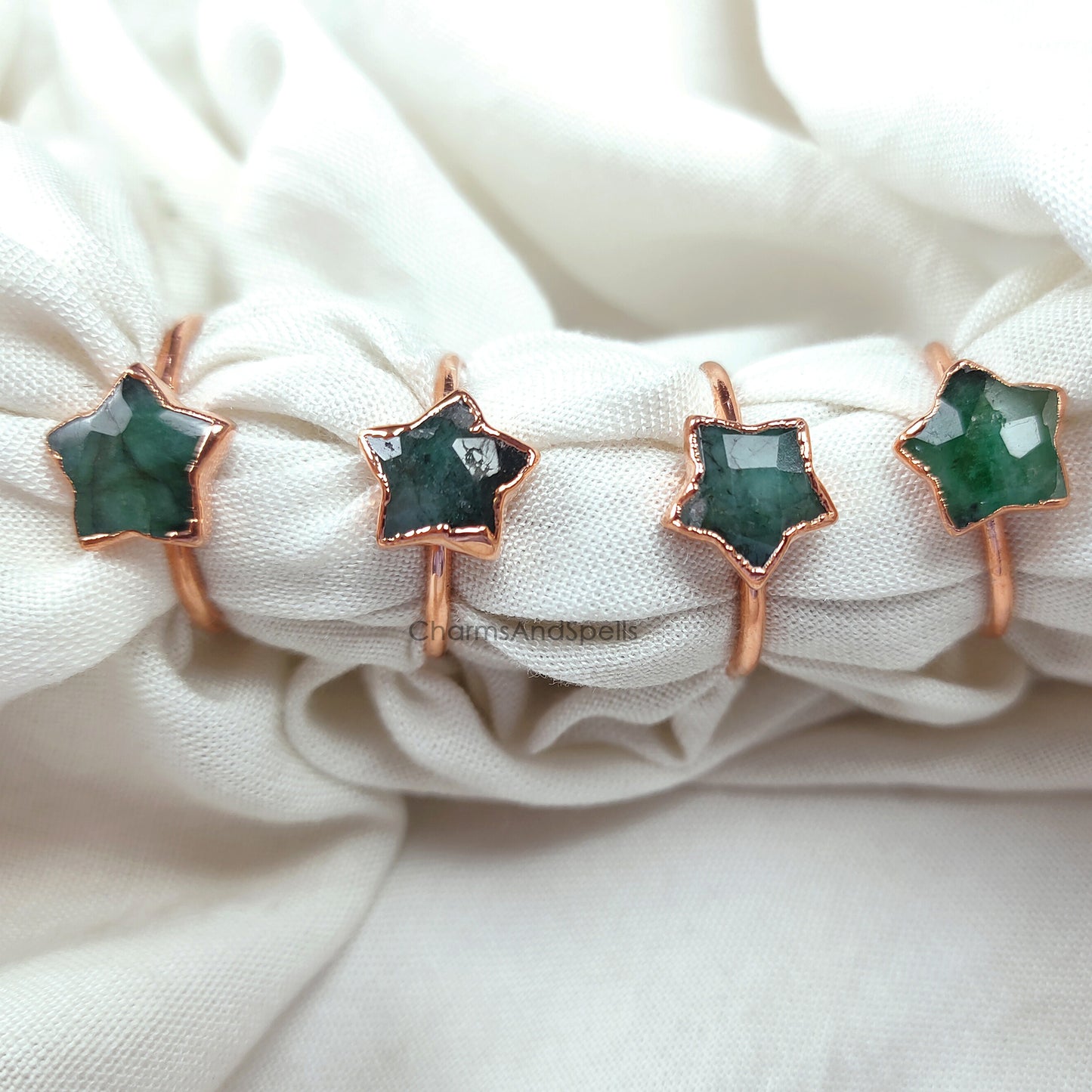 Natural Green Emerald Ring, Electroplate Ring, Minimalist Ring, May Birthstone Jewelry, Dainty Ring, Unique jewelry, Wedding Ring, Gift Idea