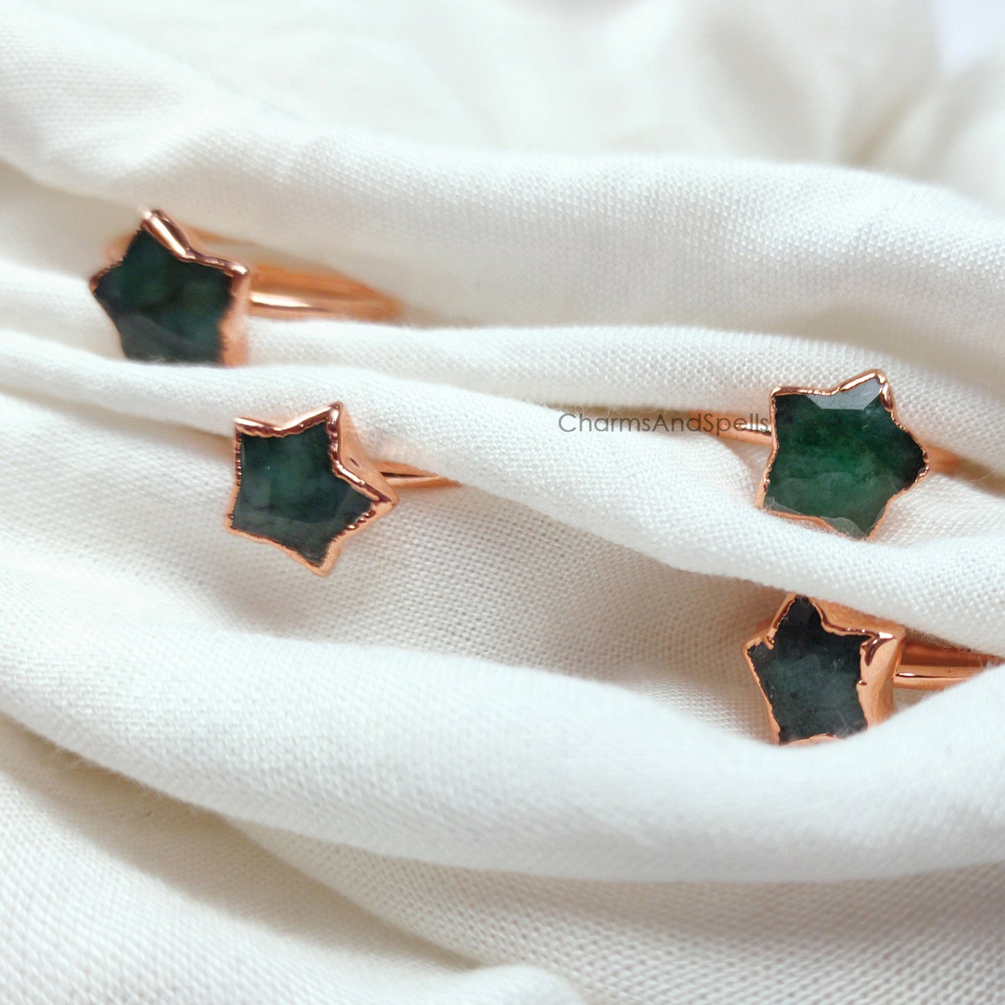 Natural Green Emerald Ring, Electroplate Ring, Minimalist Ring, May Birthstone Jewelry, Dainty Ring, Unique jewelry, Wedding Ring, Gift Idea