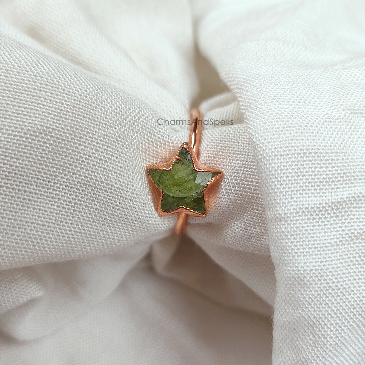 Green Vessonite Ring, Electroplated Ring, Promise Ring, Dainty Jewelry, Natural Gemstone Ring, Purpose Ring, Anniversary Ring, Gift For Her