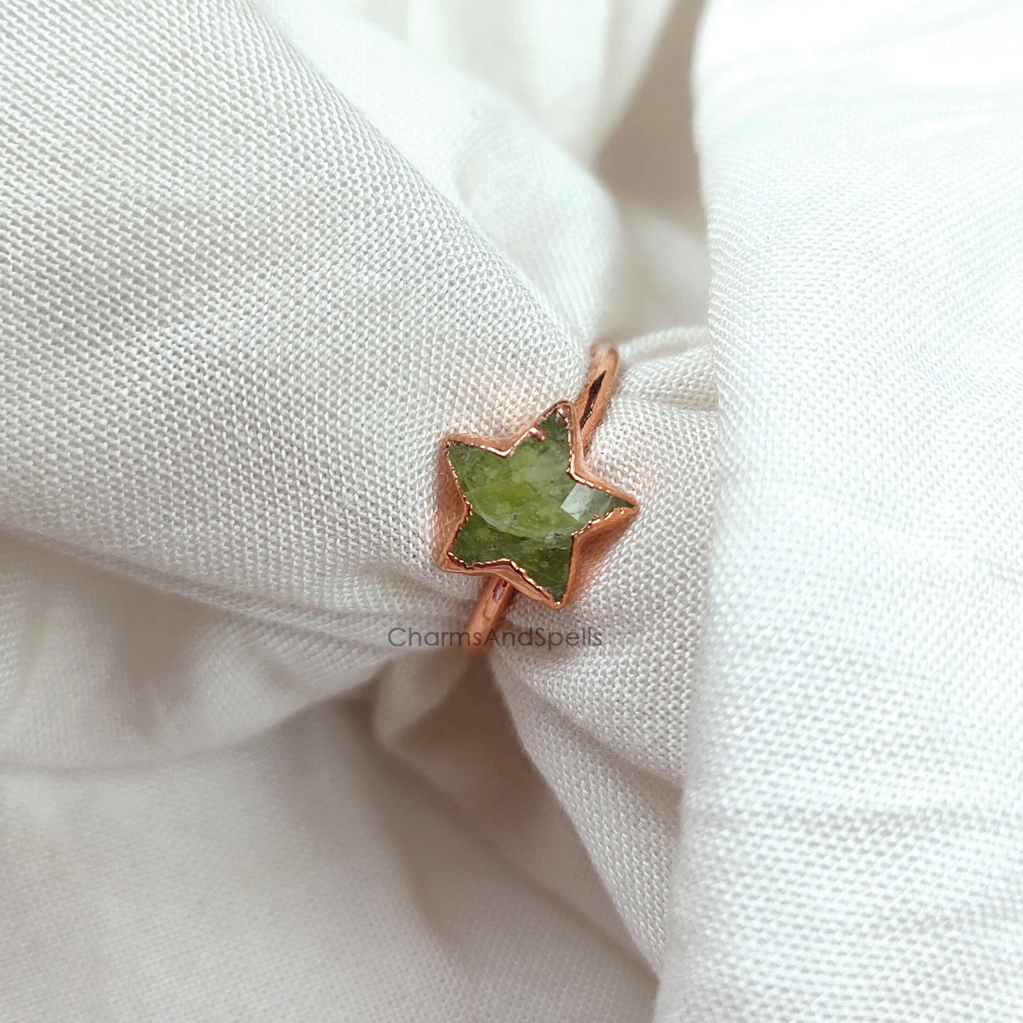 Green Vessonite Ring, Electroplated Ring, Promise Ring, Dainty Jewelry, Natural Gemstone Ring, Purpose Ring, Anniversary Ring, Gift For Her