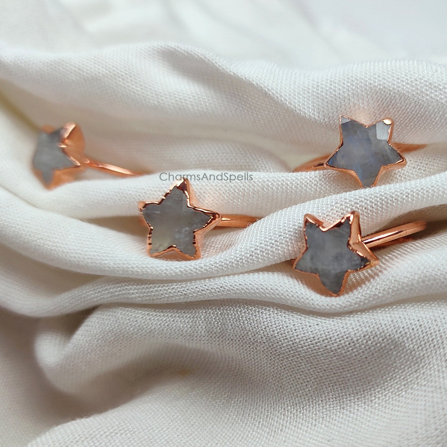 Natural Moonstone Ring, Handmade Gemstone Ring, Birthstone Jewelry, Electroplated Ring, Star Ring, Moonstone Jewelry, Wedding Gift, Gift