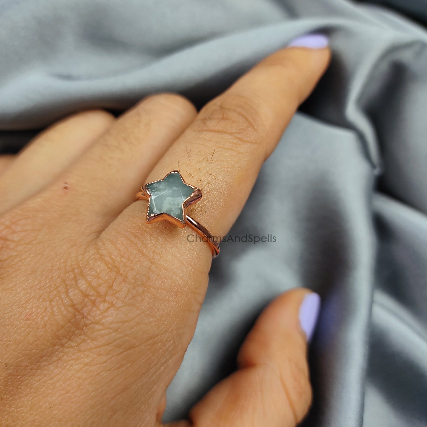 Genuine Aquamarine Ring, Boho Ring, Electroplated Ring, Handmade Stone Ring, March Birthstone Jewelry, Woman Ring, Mother Day Gift, Gift