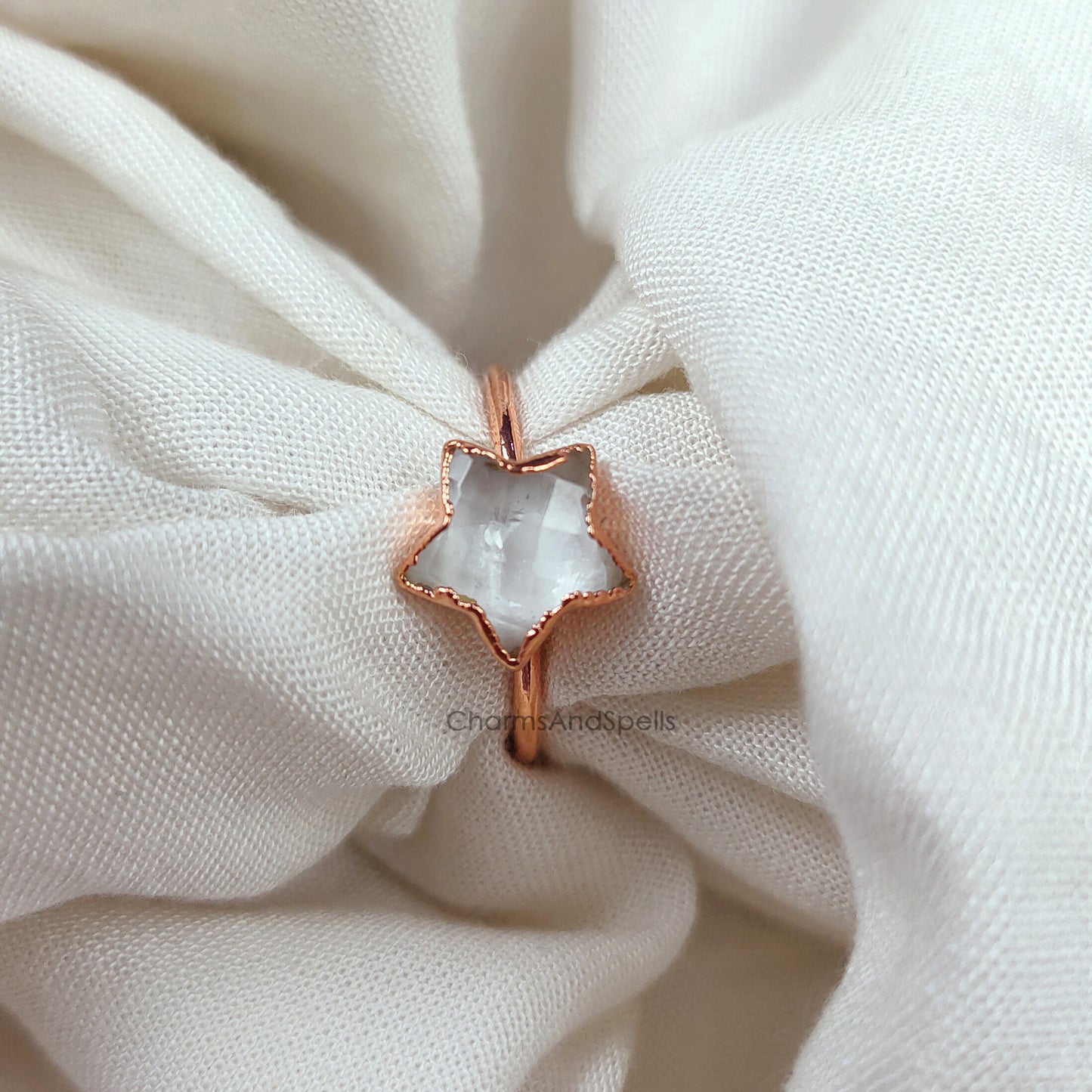 Clear Crystal Quartz Ring, Crystal Jewelry, Electroplated Ring, Handmade Gemstone Ring, Healing Quartz, Promise Ring, Wedding Gift, Gift