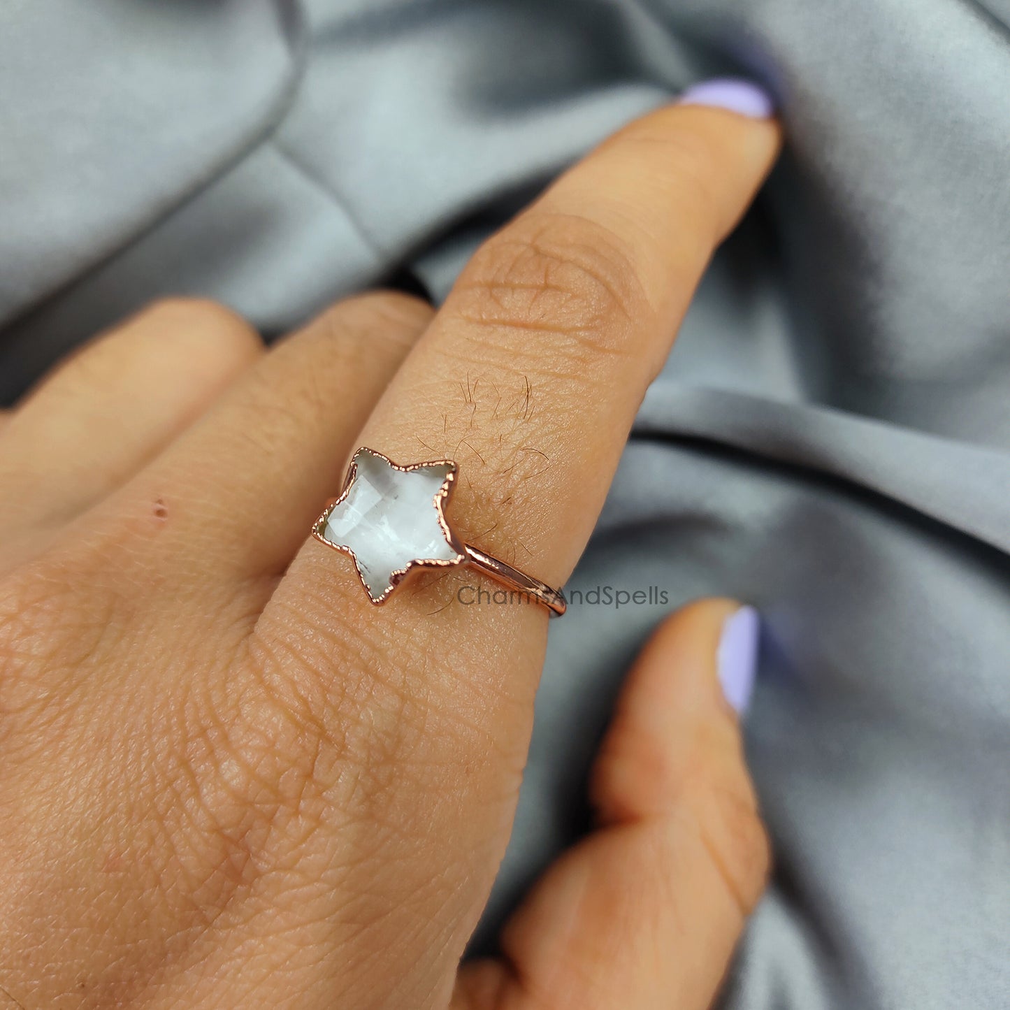 Clear Crystal Quartz Ring, Crystal Jewelry, Electroplated Ring, Handmade Gemstone Ring, Healing Quartz, Promise Ring, Wedding Gift, Gift