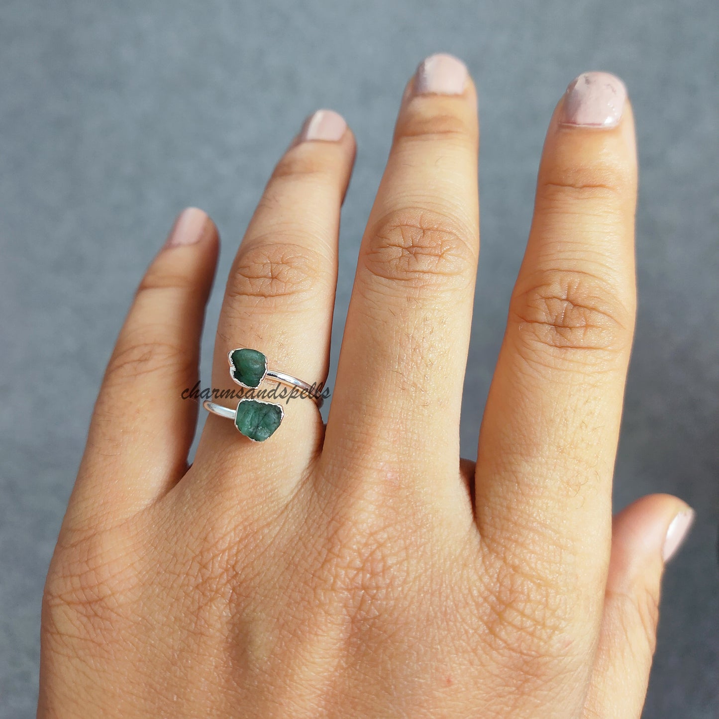 Natural Emerald Ring, Electroplated Ring, Handmade Jewelry, Boho Ring, Raw Emerald Ring, Engagement Ring, Gift For Wife, Birthday Gift Idea