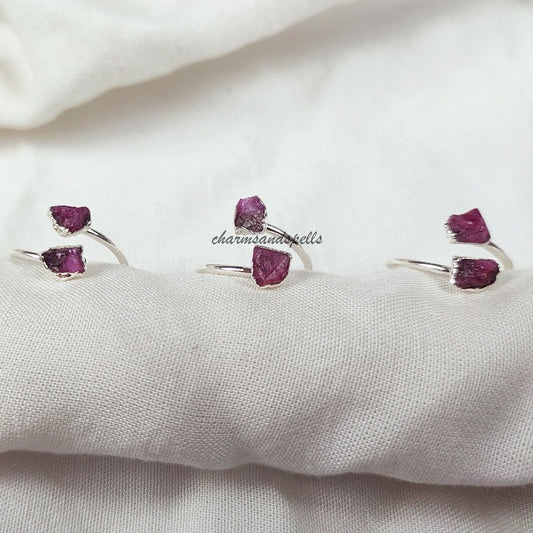 Raw Pink Ruby Ring, Dainty Ring, Handmade Jewelry, Natural Ruby Gemstone Ring, July Birthstone Jewelry, Gift Rings For Women, Wedding Gift