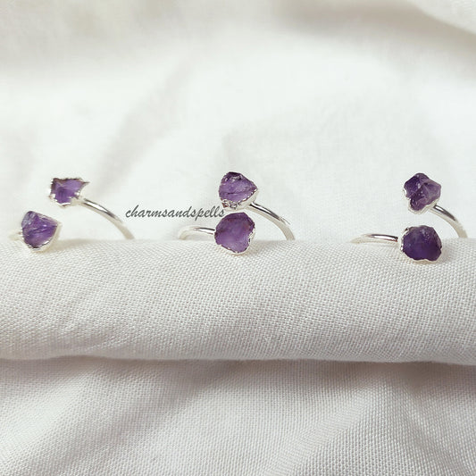 Natural Raw Amethyst Ring, February Birthstone Ring, Dainty Jewelry, Minimalist Ring, Amethyst Gemstone Jewelry, Bridesmaid gifts, Gift Idea