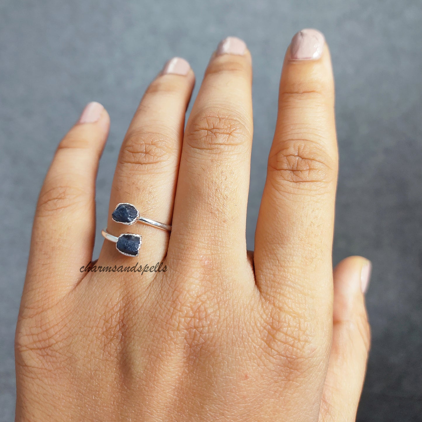 Natural Blue Sapphire Ring, Handmade Ring, Electroplated Ring, Dainty Jewelry, Rough Sapphire Ring, September birthstone ring, Gift For Her