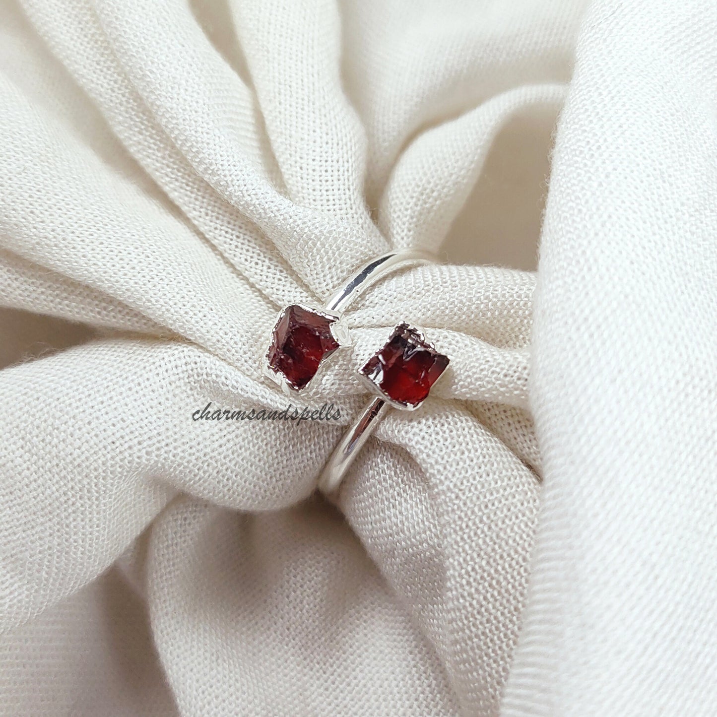 Natural Raw Red garnet Ring, Promise Ring, Electroplated Ring, Bohemian Jewelry, Garnet Jewelry, January Birthstone Ring, Wedding Gift, Gift