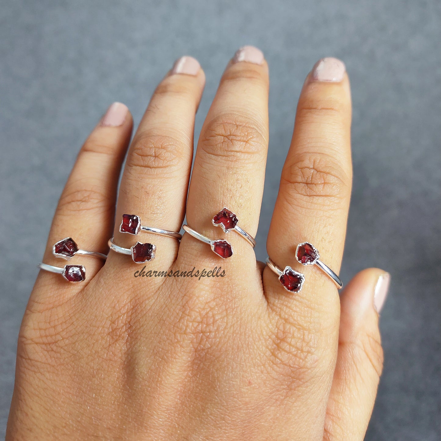 Natural Raw Red garnet Ring, Promise Ring, Electroplated Ring, Bohemian Jewelry, Garnet Jewelry, January Birthstone Ring, Wedding Gift, Gift