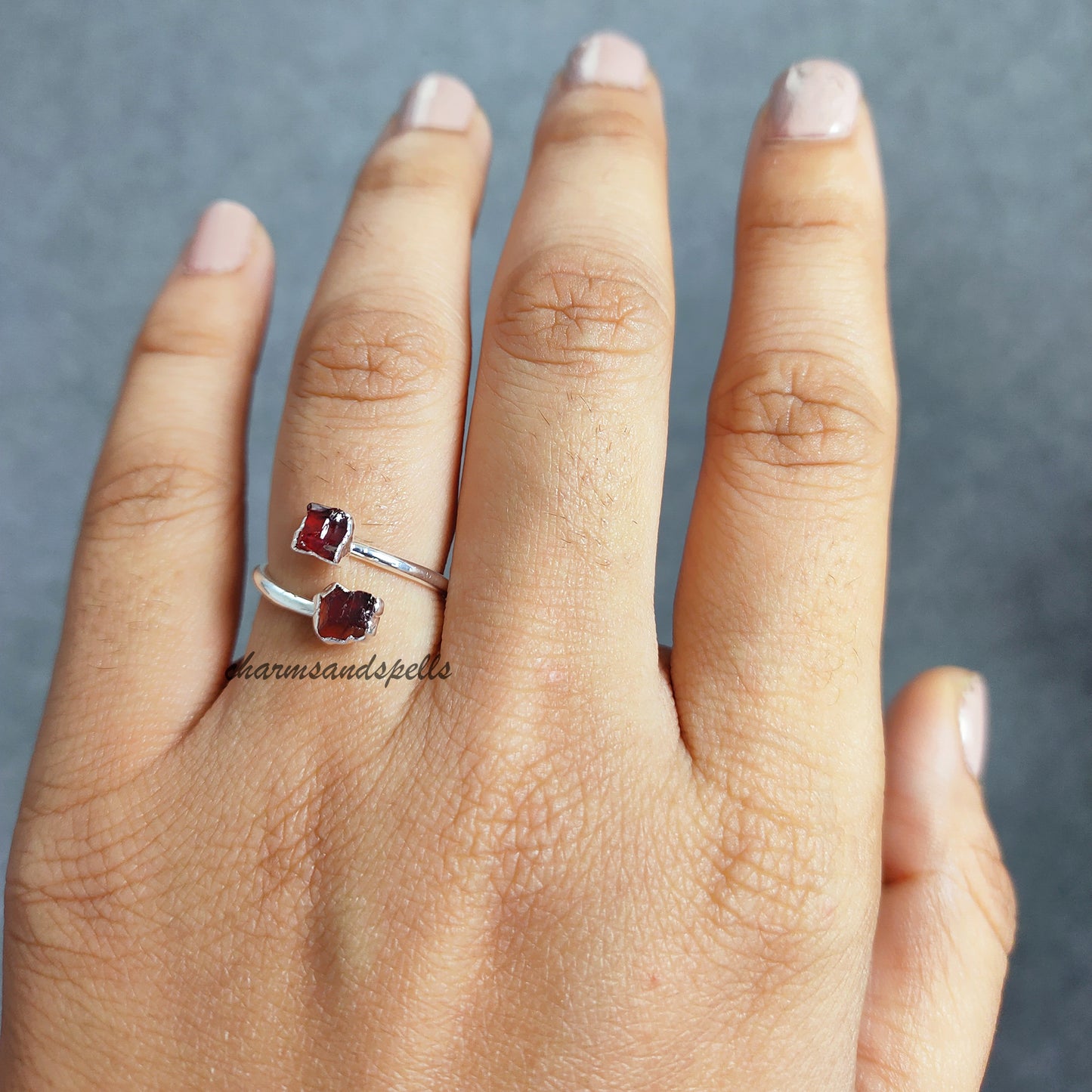 Natural Raw Red garnet Ring, Promise Ring, Electroplated Ring, Bohemian Jewelry, Garnet Jewelry, January Birthstone Ring, Wedding Gift, Gift