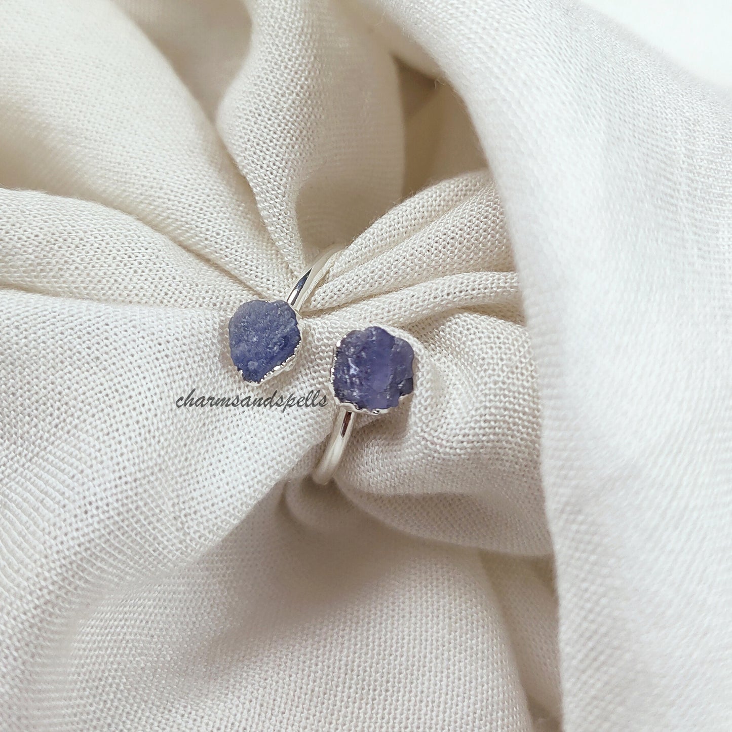 Raw Tanzanite Ring, Raw Crystal Ring, Electroplated Ring, Dainty Jewelry, Minimalist Ring, December Birthstone, Raw Stone Ring, Gift Idea