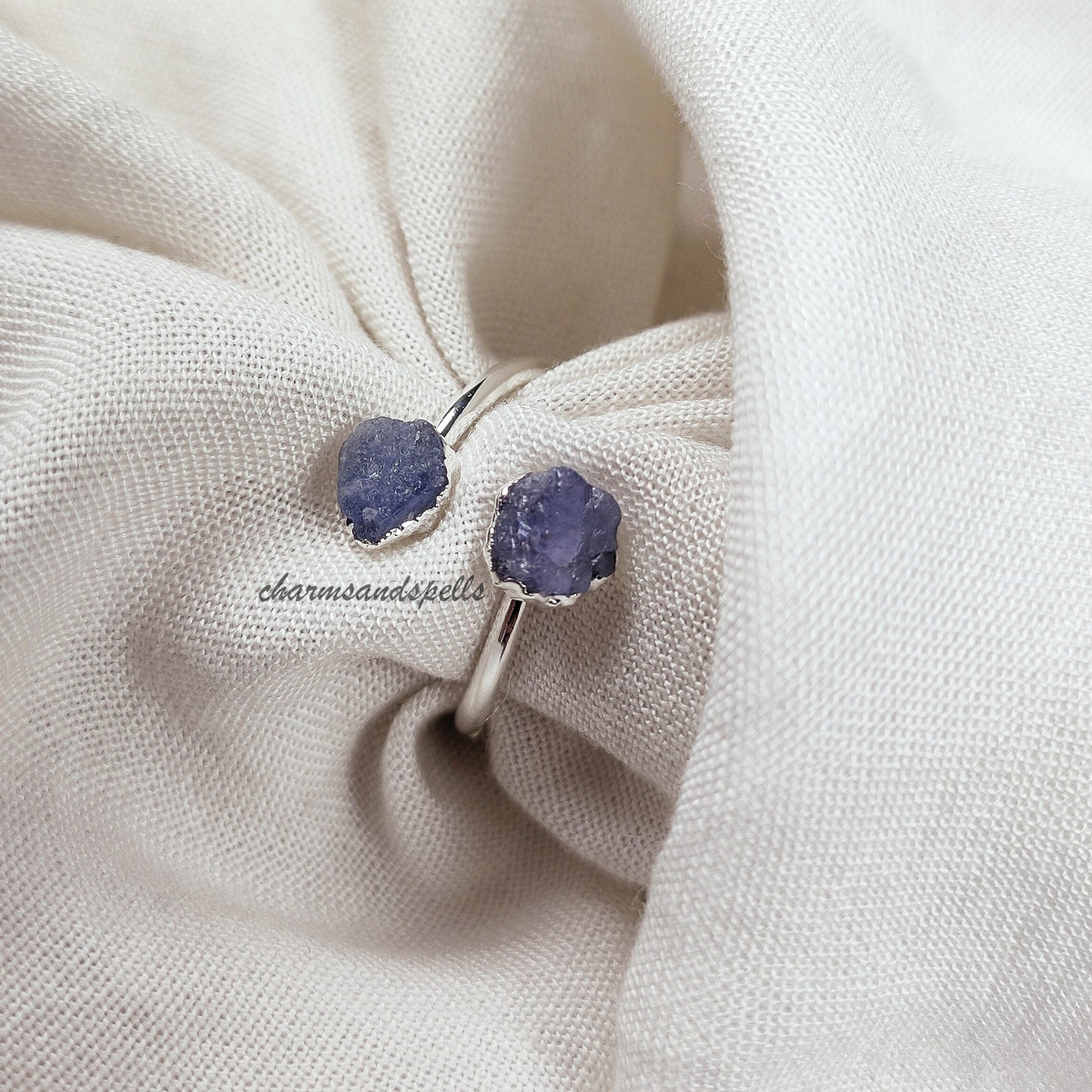 Raw Tanzanite Ring, Raw Crystal Ring, Electroplated Ring, Dainty Jewelry, Minimalist Ring, December Birthstone, Raw Stone Ring, Gift Idea