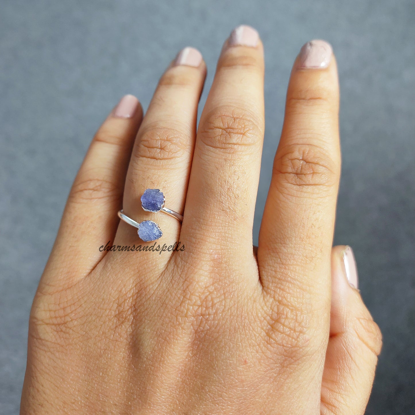 Raw Tanzanite Ring, Raw Crystal Ring, Electroplated Ring, Dainty Jewelry, Minimalist Ring, December Birthstone, Raw Stone Ring, Gift Idea