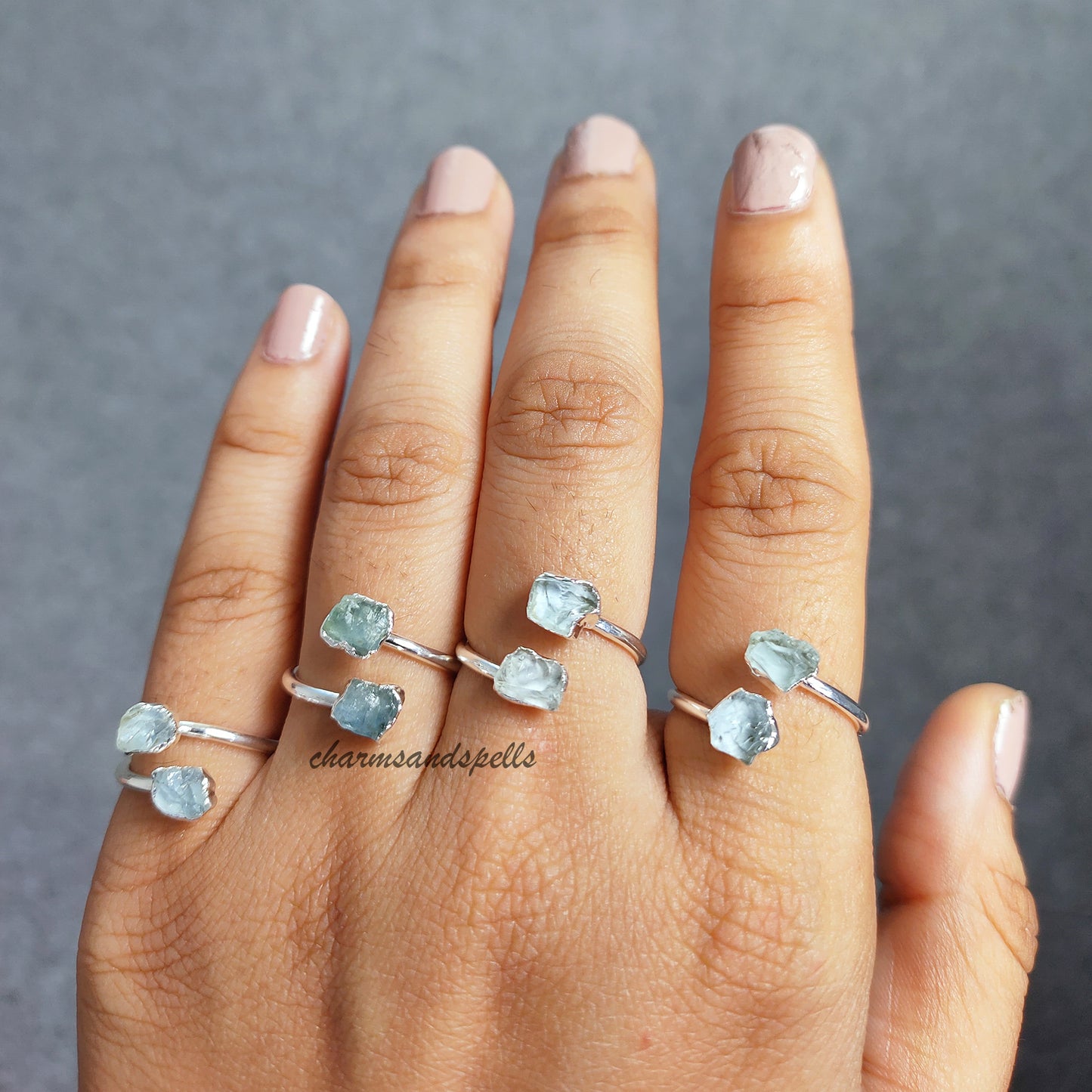 Rough Aquamarine Ring, Dainty Ring, Aquamarine Jewelry, March Birthstone Ring, Natural Gemstone Jewelry, Promise Ring, Engagement Ring, Gift