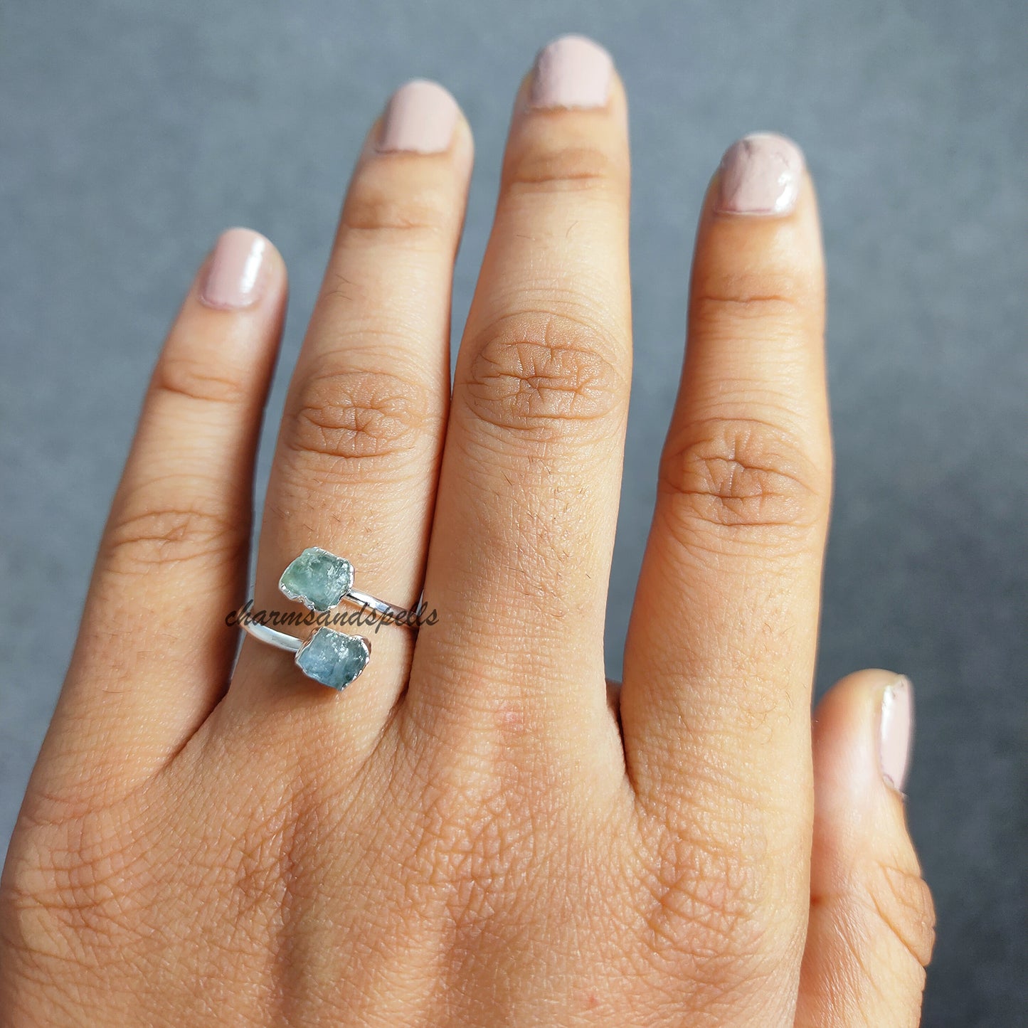 Rough Aquamarine Ring, Dainty Ring, Aquamarine Jewelry, March Birthstone Ring, Natural Gemstone Jewelry, Promise Ring, Engagement Ring, Gift