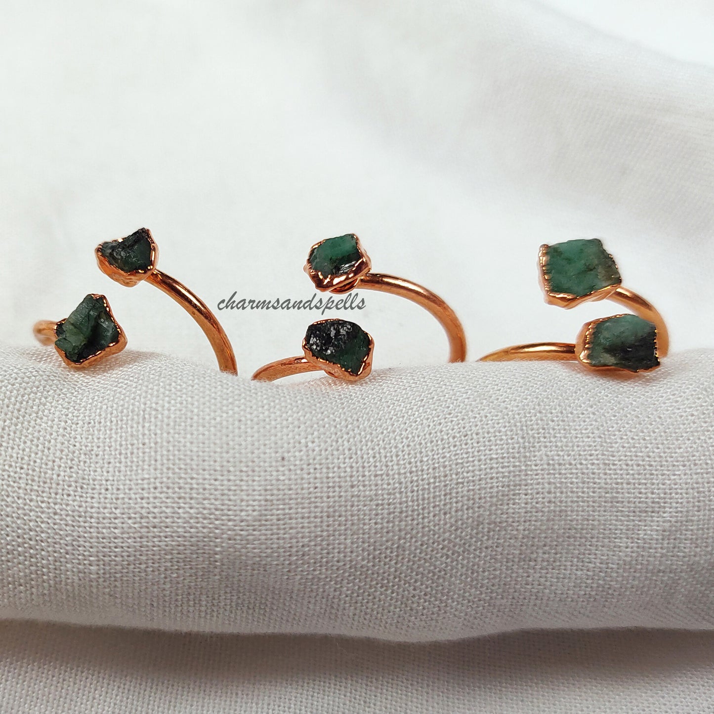 Rough Emerald Ring, Dainty Ring, Electroplated Ring, Handmade Stone Ring, Natural Emerald Gemstone Jewelry, Thanksgiving Gift, Gift For Her