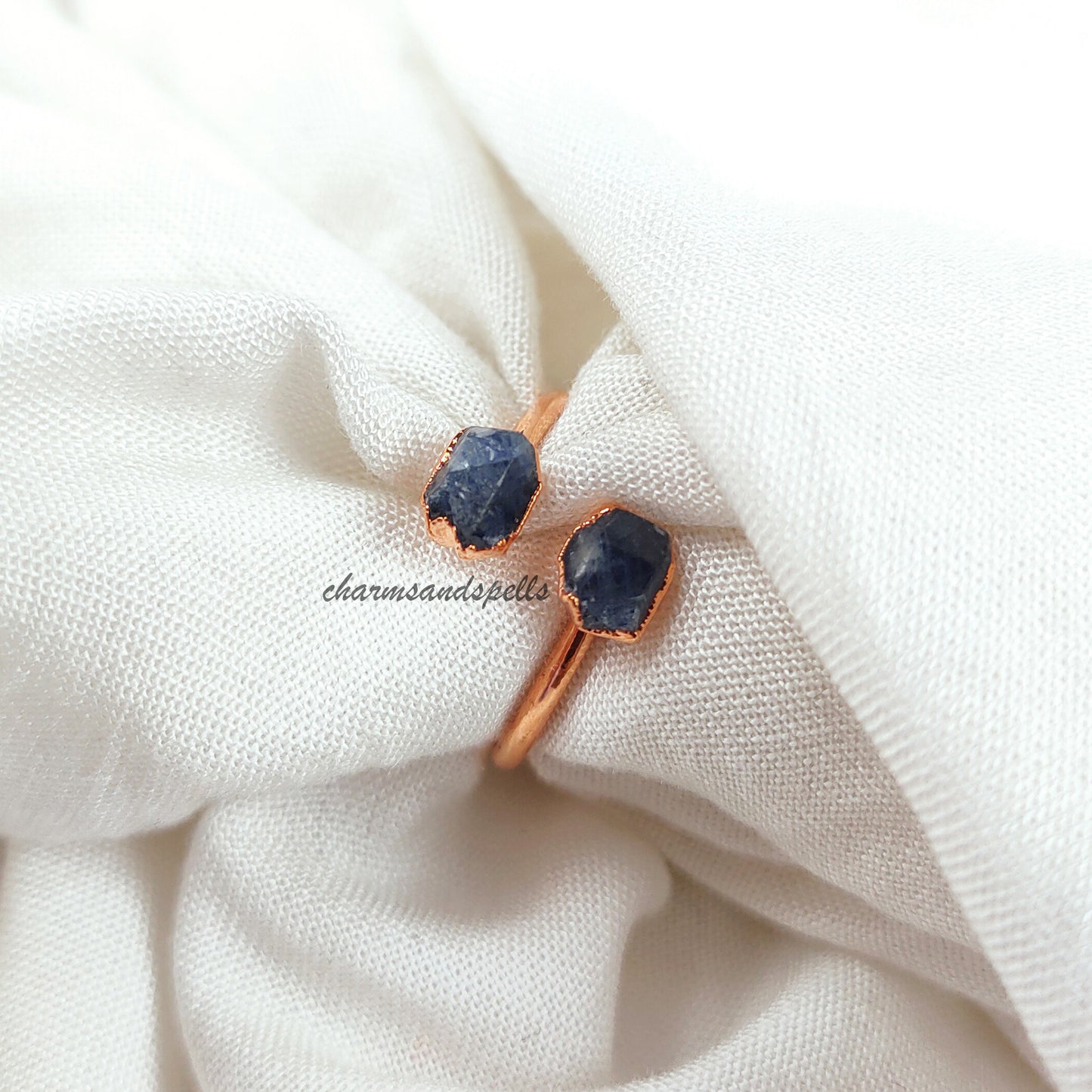 Raw Blue Sapphire Ring, Delicate Ring, Natural Gemstone Jewelry, September Birthstone Ring, Wedding Gift, Healing Stone Jewelry, Gift Idea