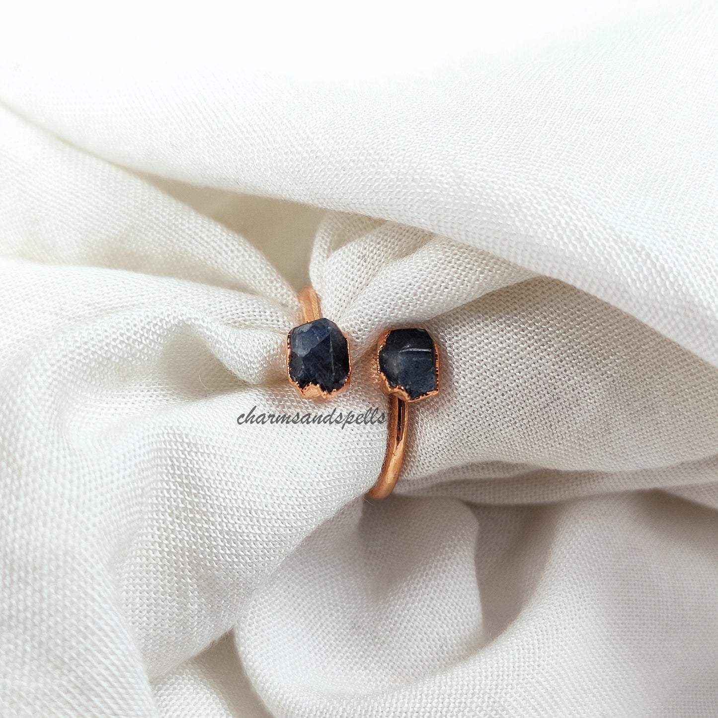 Raw Blue Sapphire Ring, Delicate Ring, Natural Gemstone Jewelry, September Birthstone Ring, Wedding Gift, Healing Stone Jewelry, Gift Idea