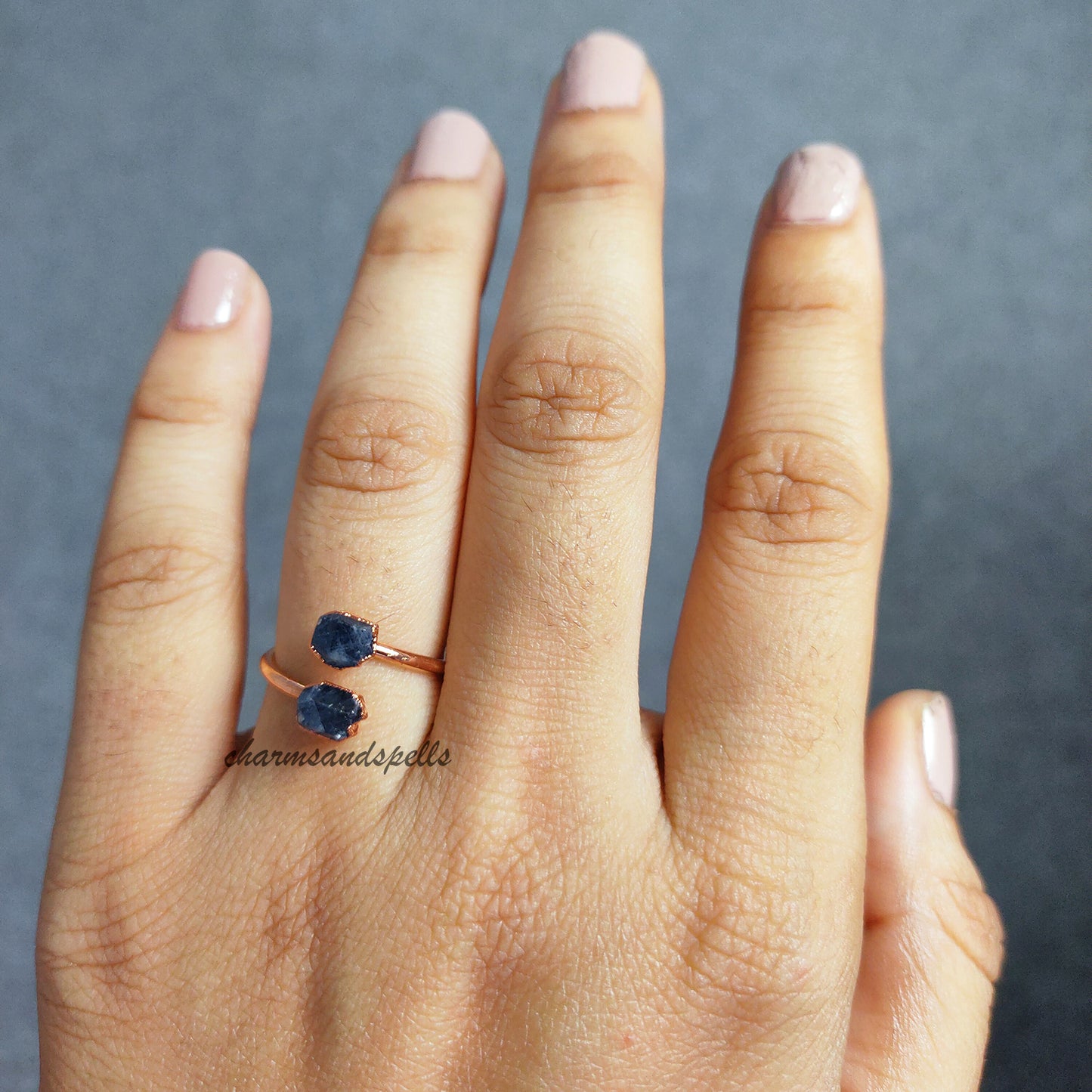 Raw Blue Sapphire Ring, Delicate Ring, Natural Gemstone Jewelry, September Birthstone Ring, Wedding Gift, Healing Stone Jewelry, Gift Idea