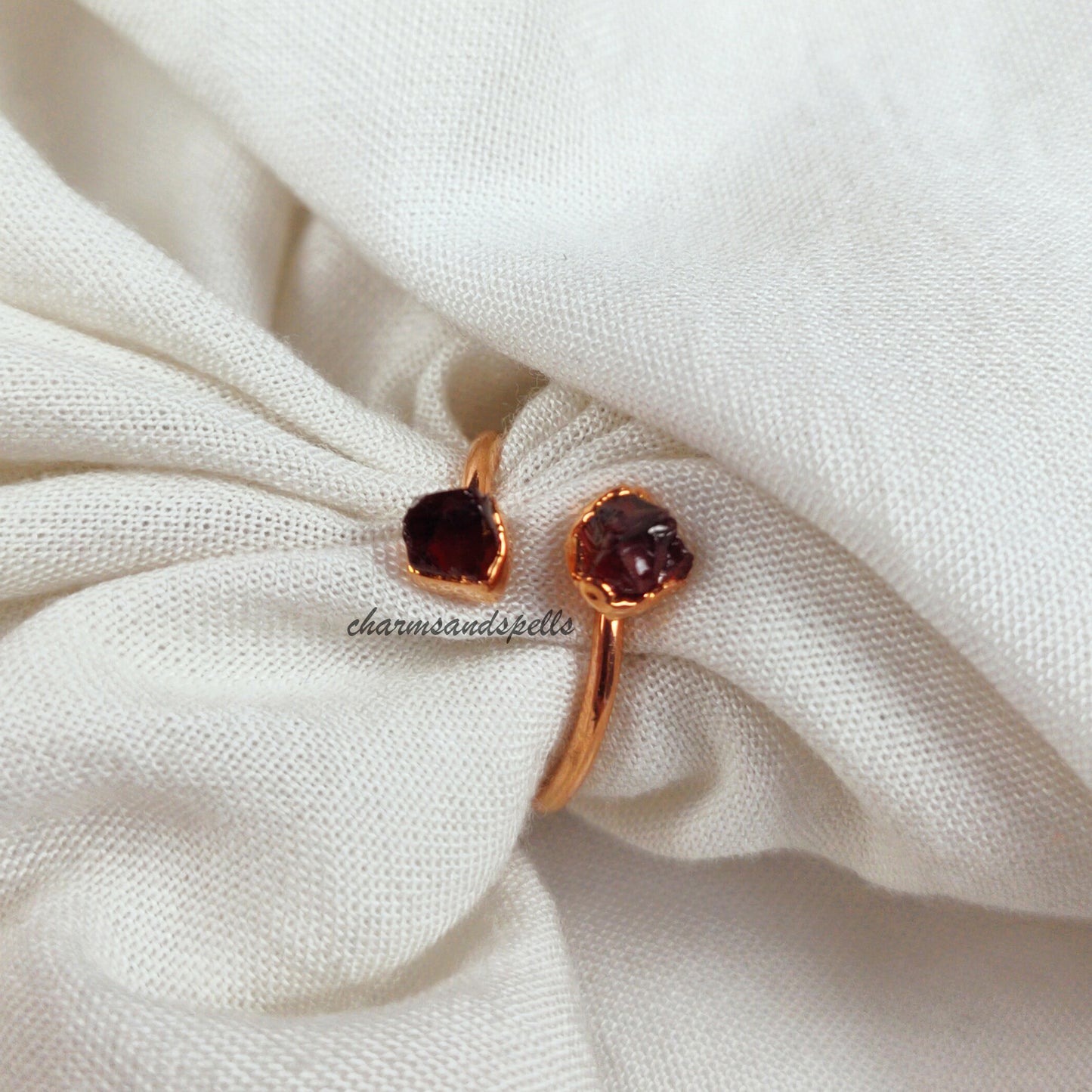 Genuine Red Garnet Ring, Dainty Ring, Electroplated Ring, Handmade Stone Jewelry, Natural Garnet Jewelry, Birthstone Jewelry, Gift For Her