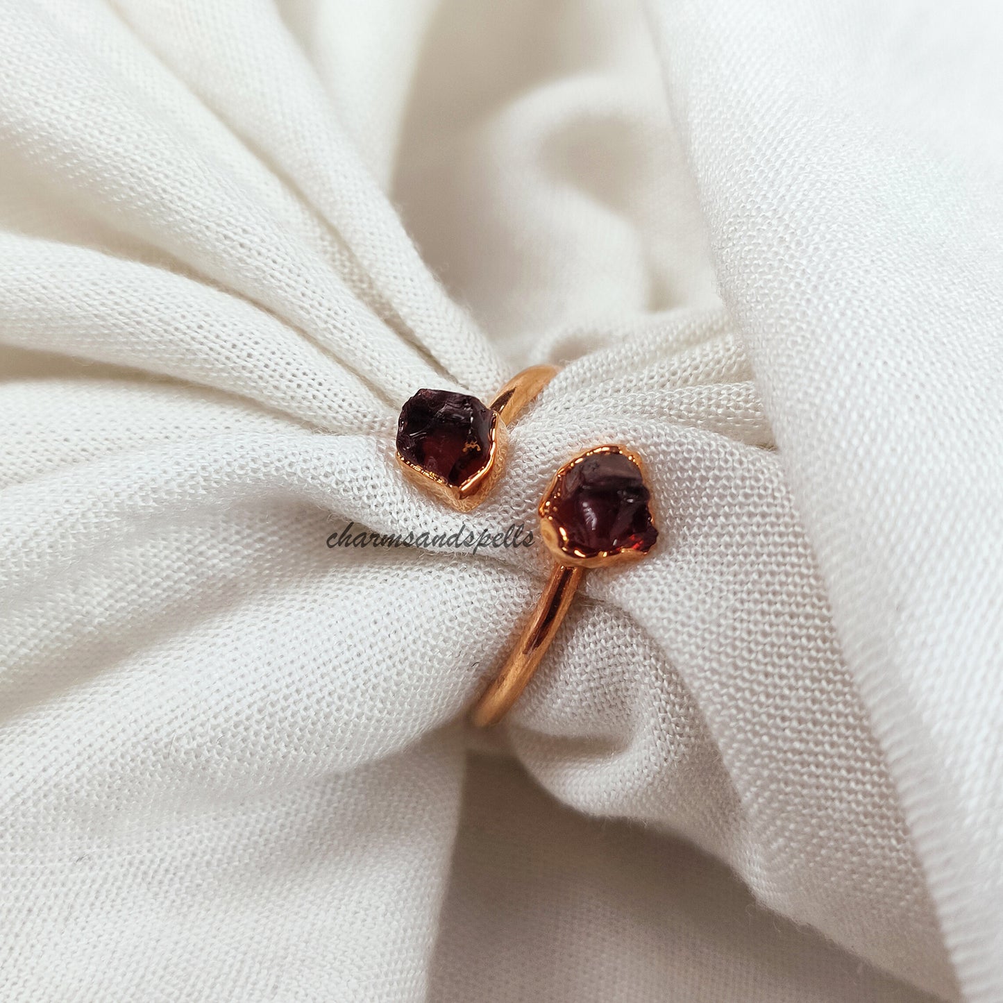 Genuine Red Garnet Ring, Dainty Ring, Electroplated Ring, Handmade Stone Jewelry, Natural Garnet Jewelry, Birthstone Jewelry, Gift For Her