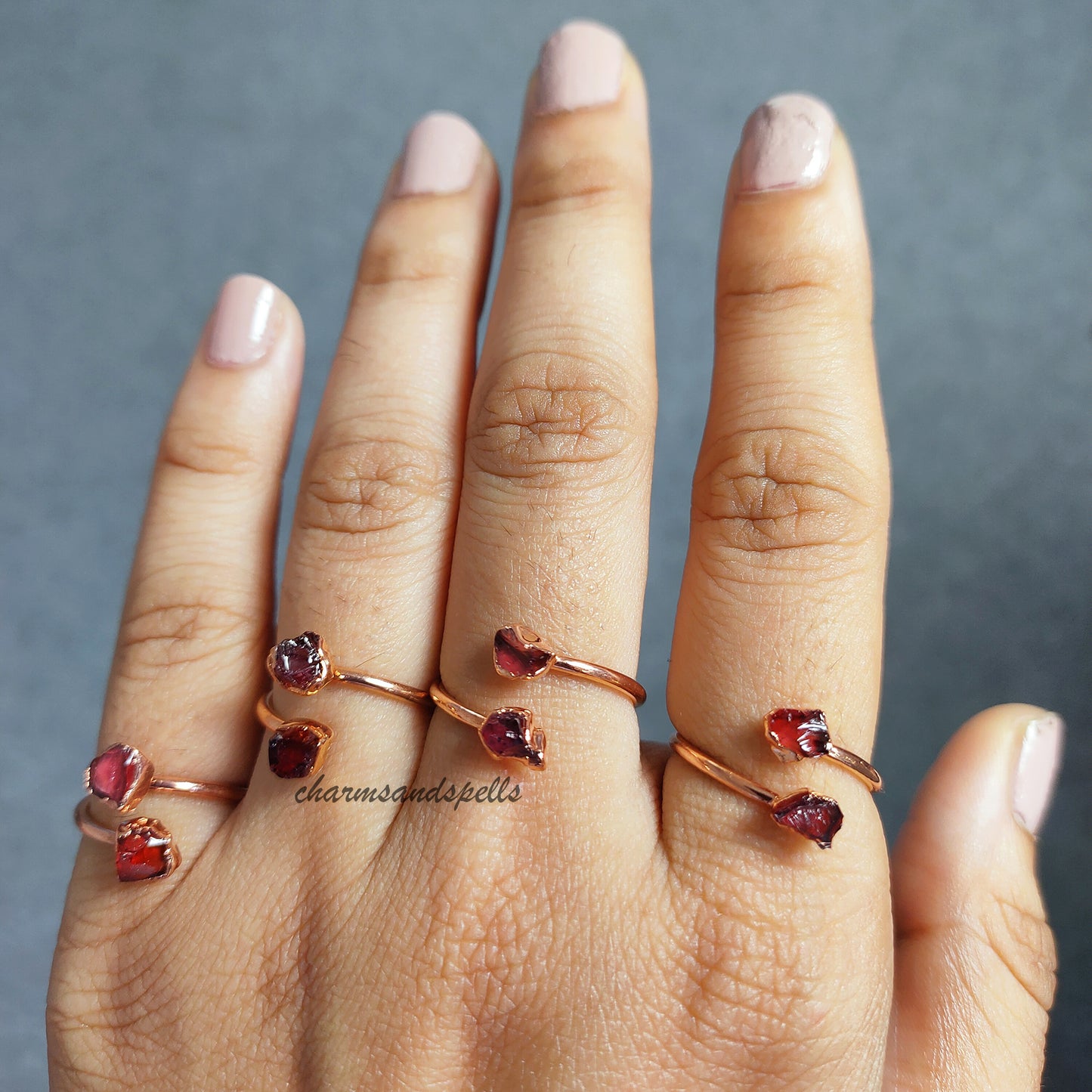 Genuine Red Garnet Ring, Dainty Ring, Electroplated Ring, Handmade Stone Jewelry, Natural Garnet Jewelry, Birthstone Jewelry, Gift For Her