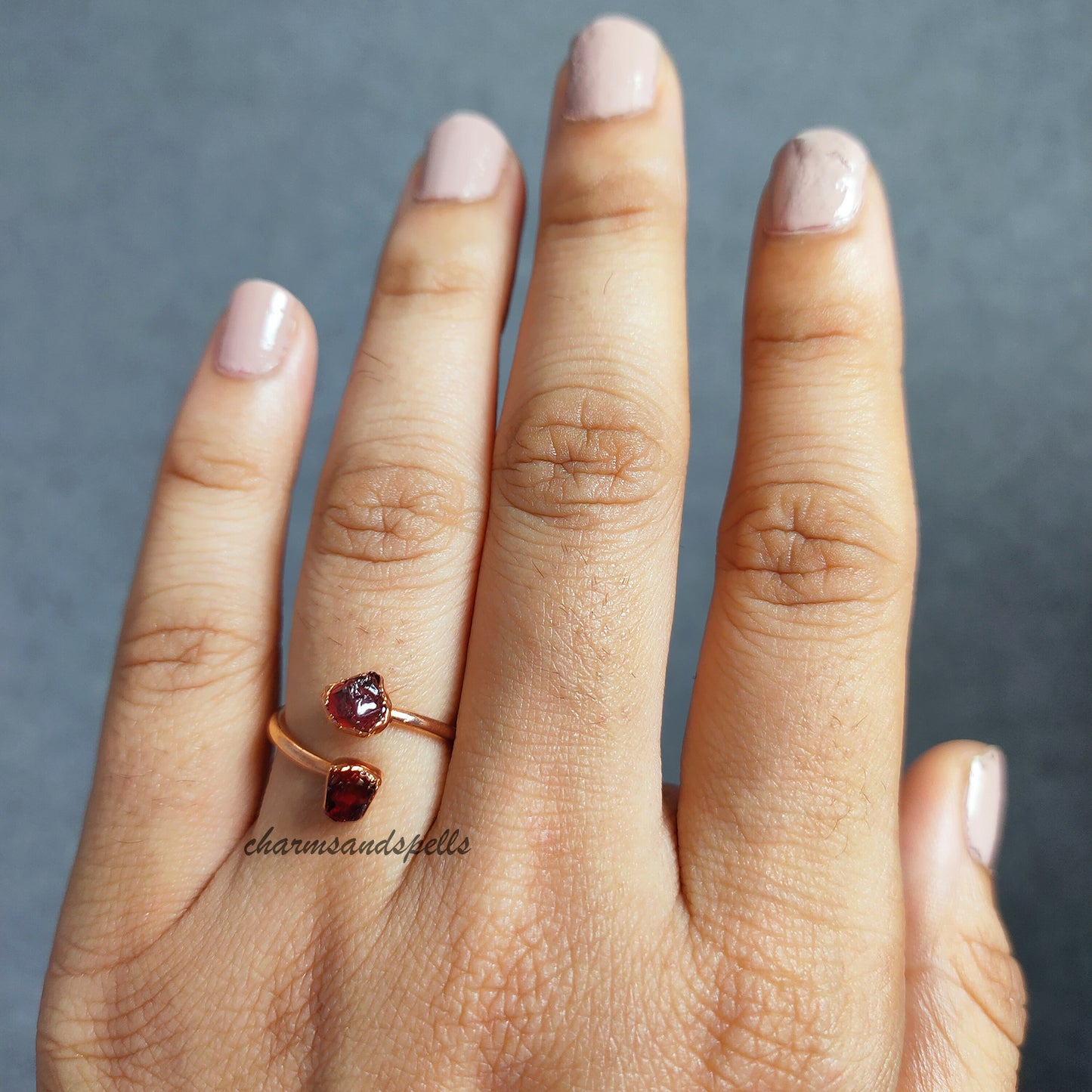 Genuine Red Garnet Ring, Dainty Ring, Electroplated Ring, Handmade Stone Jewelry, Natural Garnet Jewelry, Birthstone Jewelry, Gift For Her