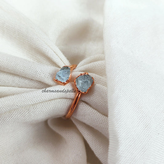 Natural Raw Aquamarine Ring, Birthstone Jewelry, March Birthstone Ring, Raw Crystal Ring, Dainty Jewelry, Unique Ring, Mother Day Gift, Gift