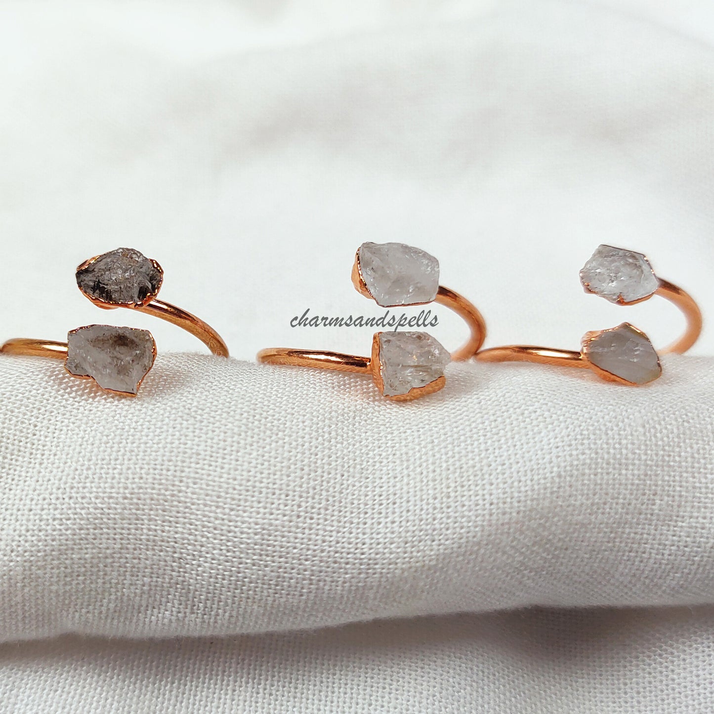 Herkimer Diamond Ring, Statement Ring, Adjustable Ring, Dainty Ring, Natural Gemstone Jewelry, Healing Chakras Ring, Wedding Gift, Gift idea