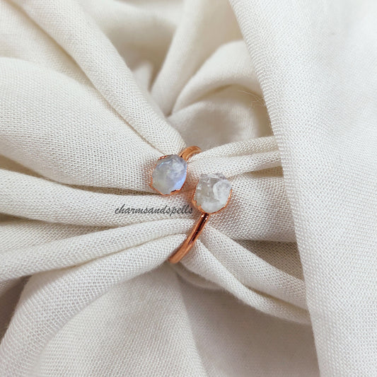 Natural Raw Moonstone Ring, Dainty Ring, Handmade Stone Jewelry, Raw Stone Ring, Birthstone Jewelry, Gift For Her, Wedding Ring, Gift Idea