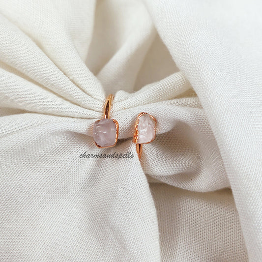 Natura Rose Quartz Ring, Healing Crystal Ring, Raw Gemstone Rose Quartz Ring, Boho Jewelry, Statement Ring, Self Love Stone, Gif For Her