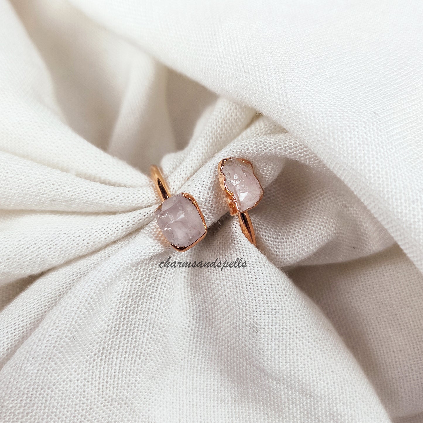 Natura Rose Quartz Ring, Healing Crystal Ring, Raw Gemstone Rose Quartz Ring, Boho Jewelry, Statement Ring, Self Love Stone, Gif For Her