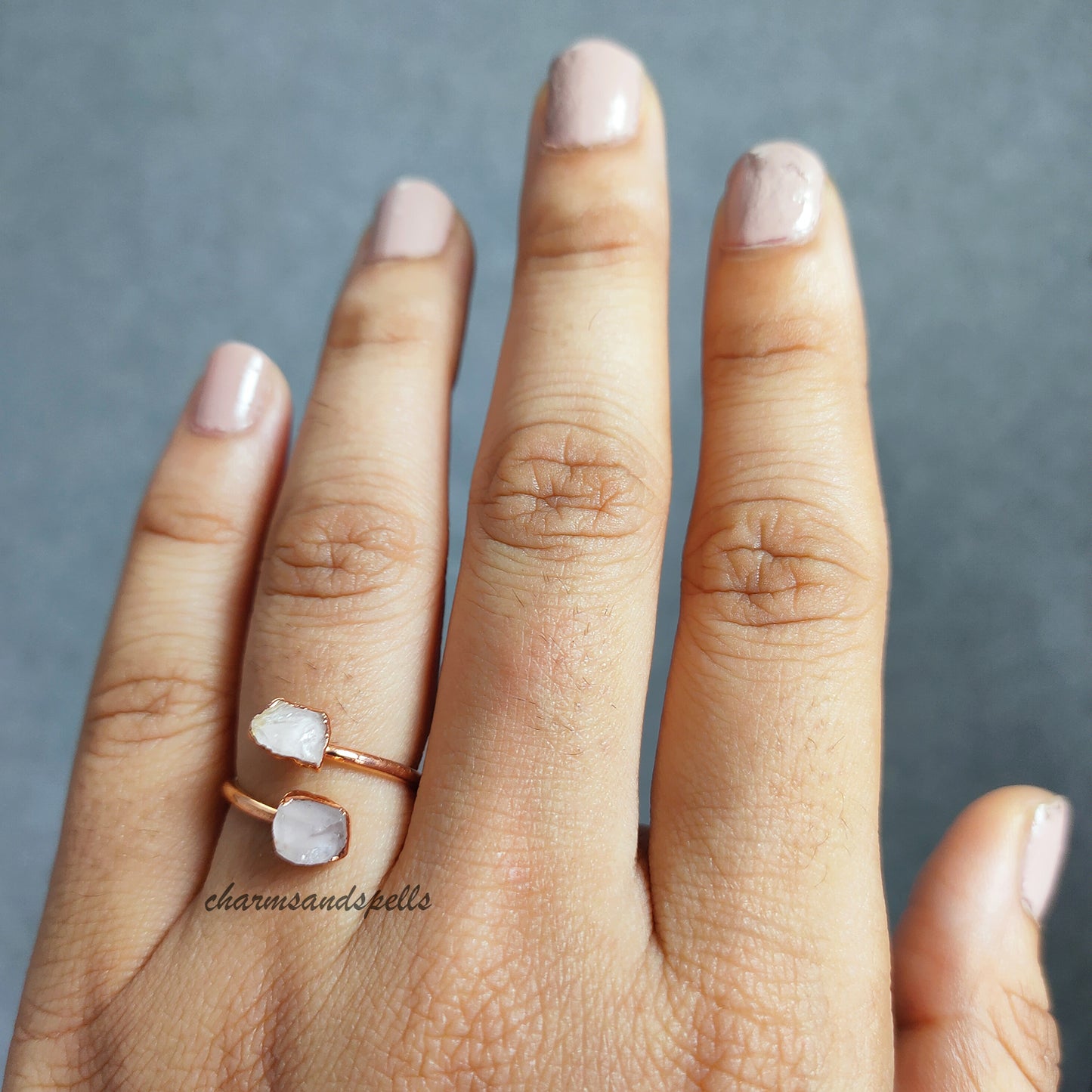 Natura Rose Quartz Ring, Healing Crystal Ring, Raw Gemstone Rose Quartz Ring, Boho Jewelry, Statement Ring, Self Love Stone, Gif For Her