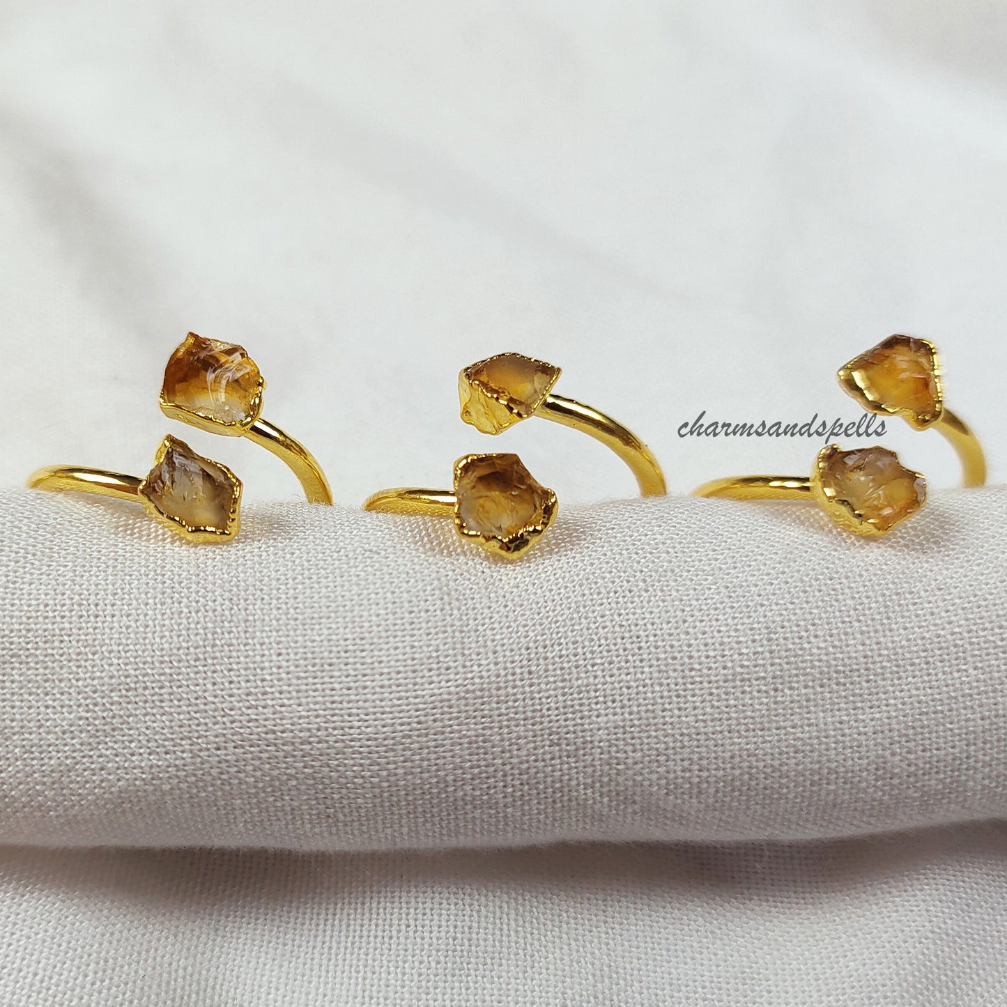 Natural Citrine Gemstone Ring, Electroplated Ring, Gemstone Jewelry, Raw Crystal Ring, Healing Stone Jewelry, Bridesmaid Gift, Gift For Her