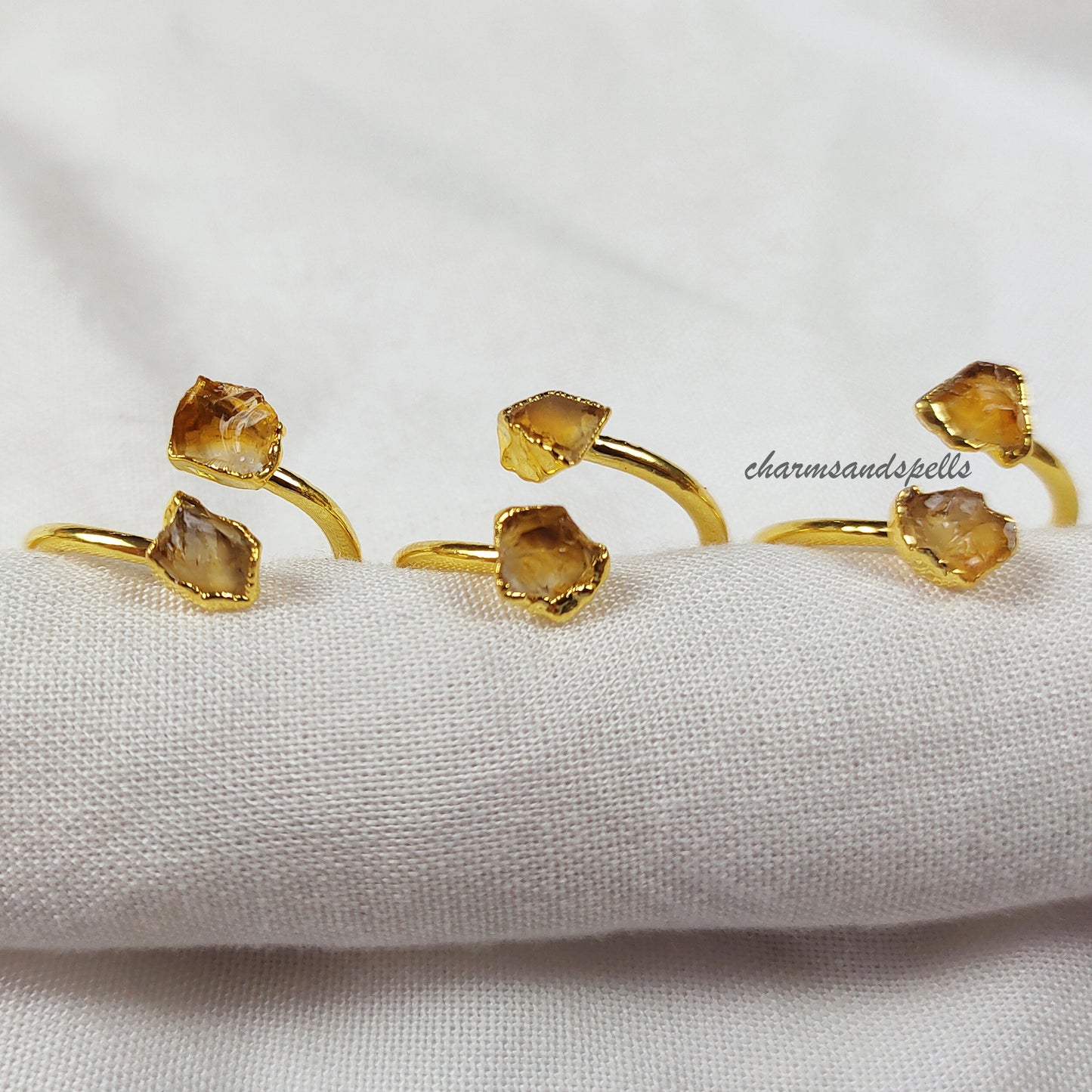 Natural Citrine Gemstone Ring, Electroplated Ring, Gemstone Jewelry, Raw Crystal Ring, Healing Stone Jewelry, Bridesmaid Gift, Gift For Her