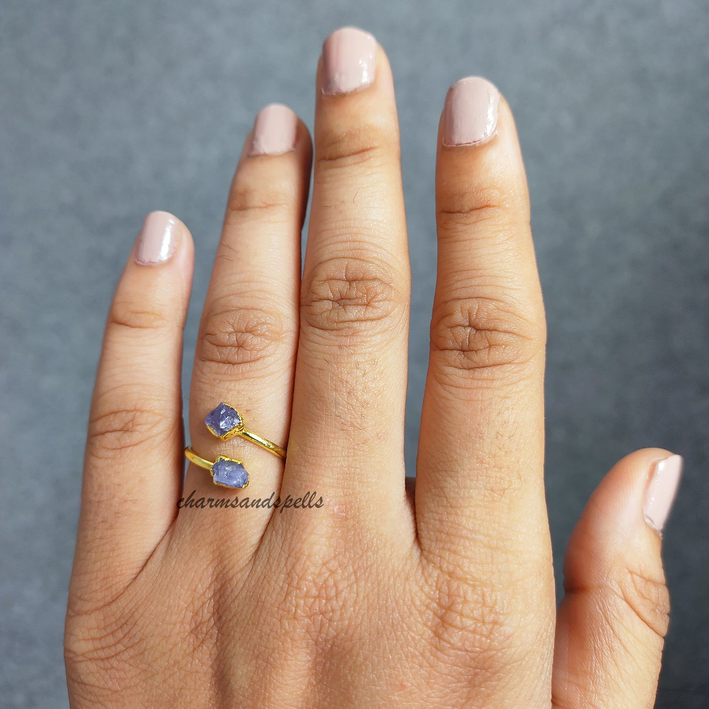 Natural Tanzanite Ring, Dainty Ring, Handmade Jewelry, Propose Ring, Raw Tanzanite Electroplated Ring, December Birthstone,Gift For Daughter