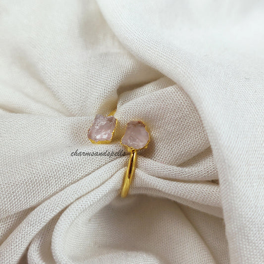 Raw Rose Quartz Ring, Healing Raw Crystal Ring, Woman Jewelry, Pink Quartz Ring, Birthstone Jewelry, Promise Ring, Gifts For Her, Gift Idea