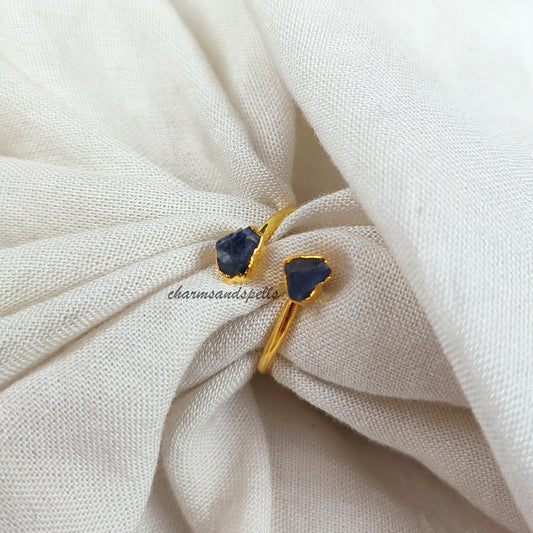 Natural Blue Sapphire Ring, Boho Jewelry, Real Raw Sapphire Ring, Dainty Ring, Birthstone Jewelry, Handmade Stone Ring, Engagement Ring