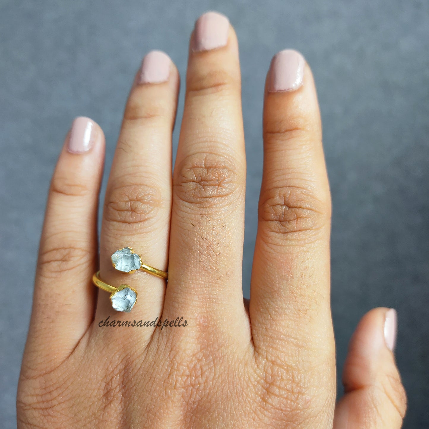 Dainty Raw Aquamarine Ring, Boho Jewelry, Natural Aquamarine Ring, March Birthstone Jewelry, Raw Crystal Ring, Anniversary Gift, Gift Idea