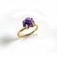 Natural Raw Amethyst Ring, Gold Plated Ring, Raw Stone Jewelry, Boho Amethyst Ring, February Birthstone, Statement Ring, Prong Set Ring - Charms And Spells