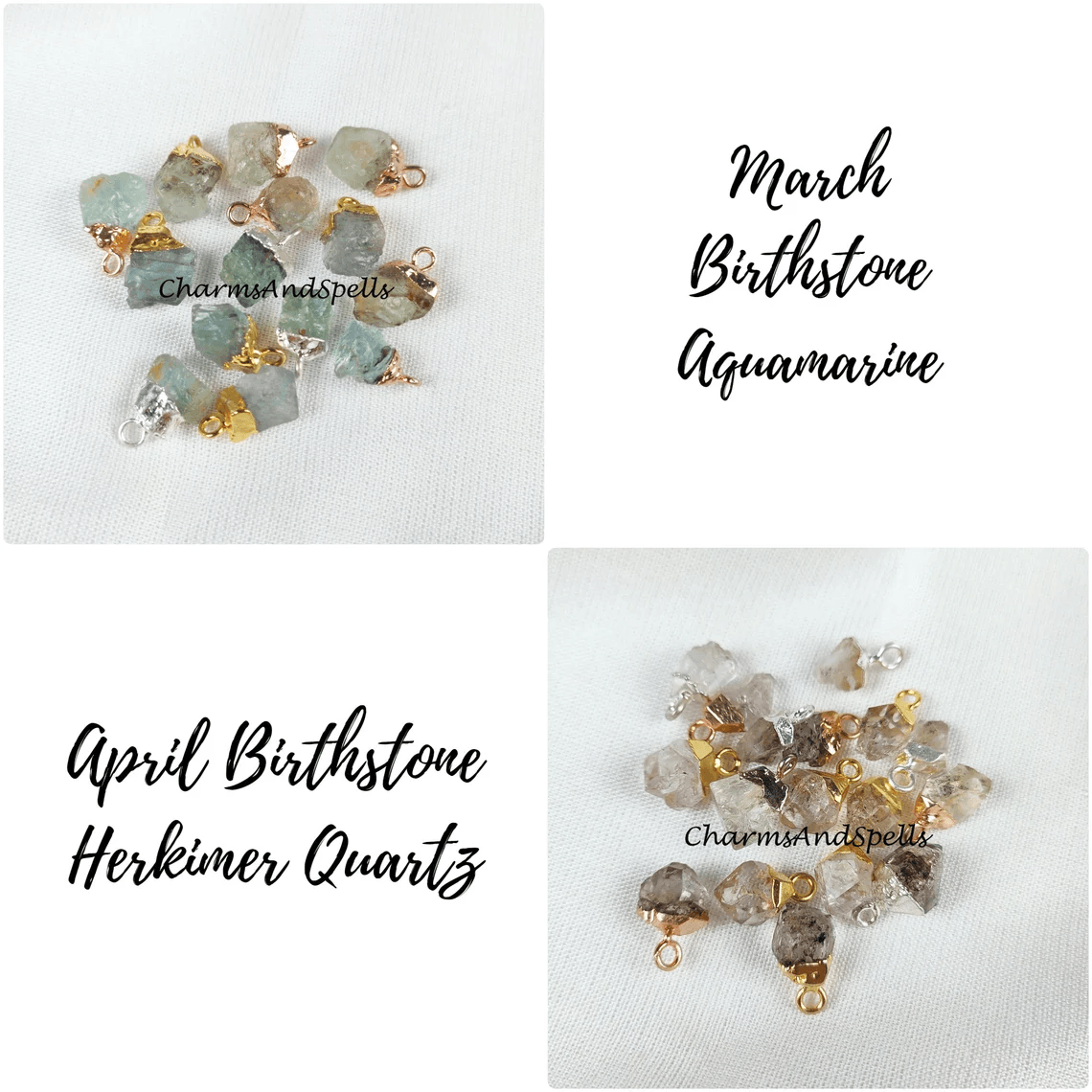 Choose Your Birthstone, Natural Raw Rough Gemstone Connectors, DIY Pendants, Birthstone Connectors, Silver/Gold/Copper Plated Connector - Charms And Spells