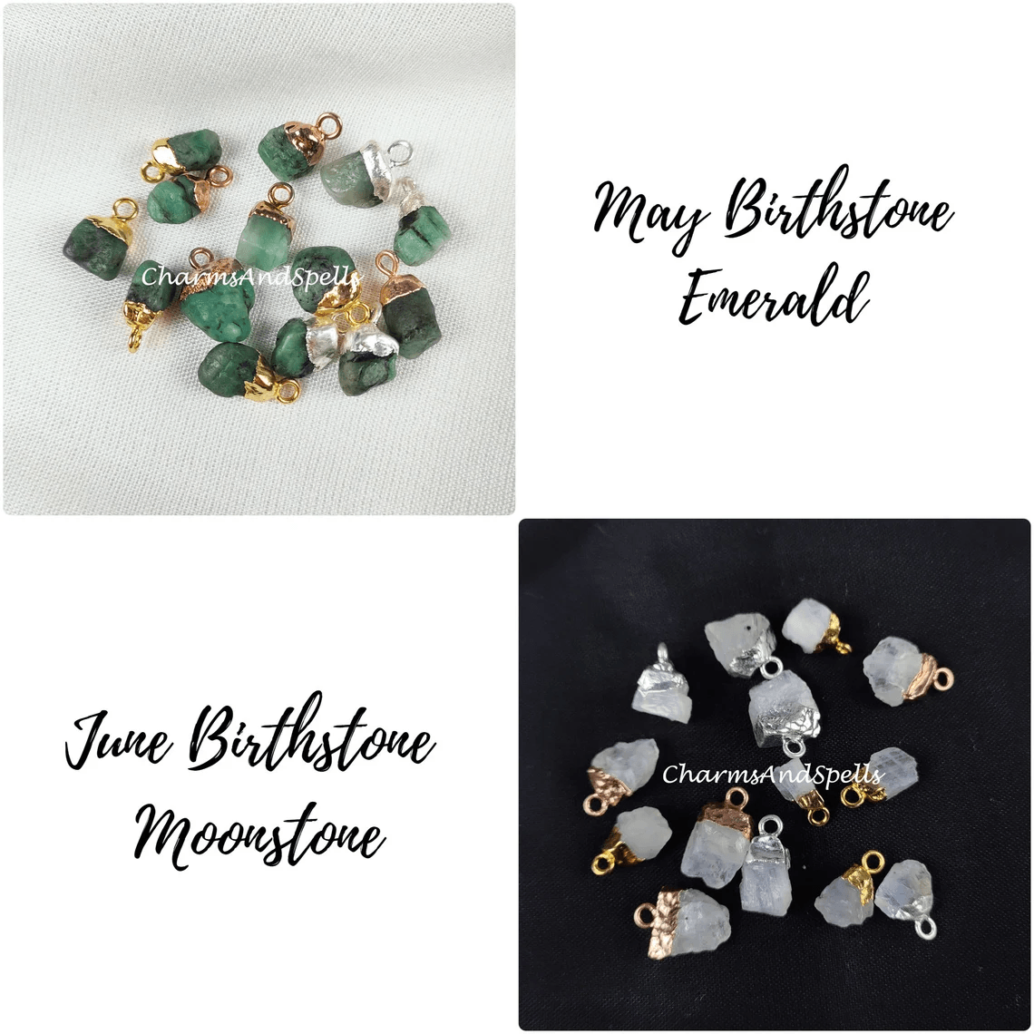 Choose Your Birthstone, Natural Raw Rough Gemstone Connectors, DIY Pendants, Birthstone Connectors, Silver/Gold/Copper Plated Connector - Charms And Spells